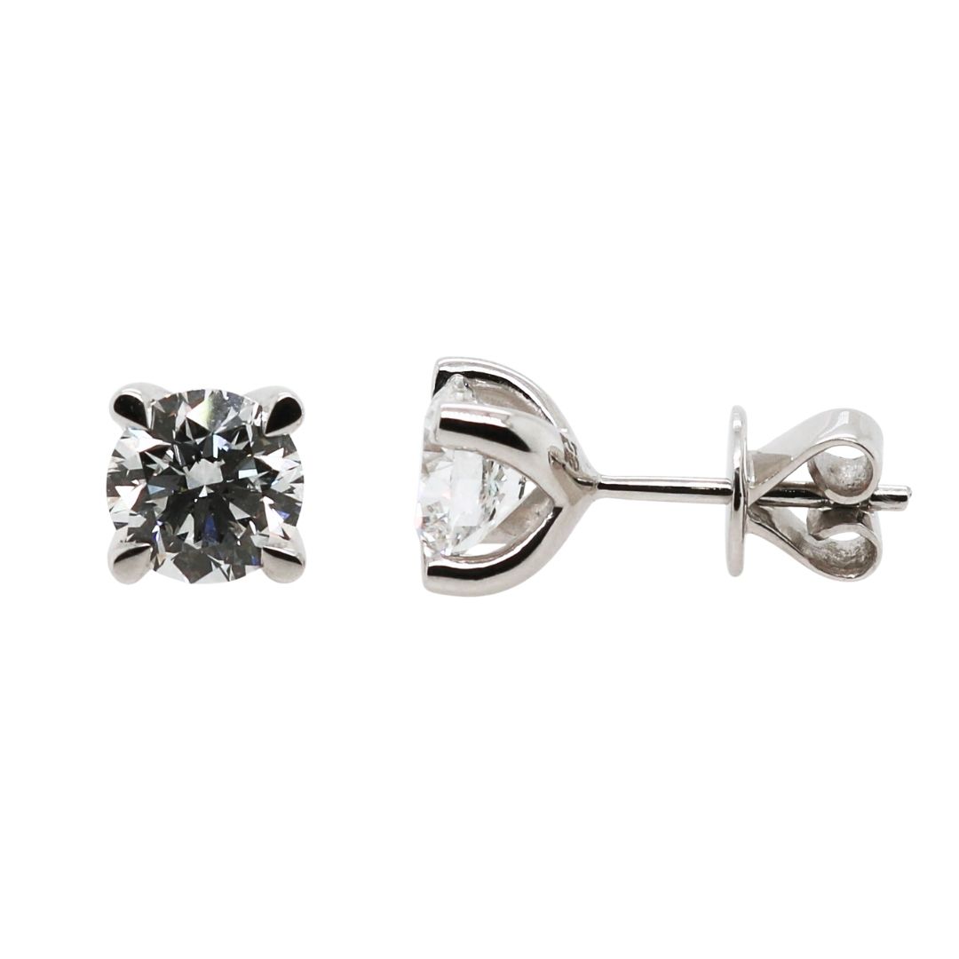 Platinum 2.00ct Laboratory Grown Round Brilliant Cut Diamond Studs