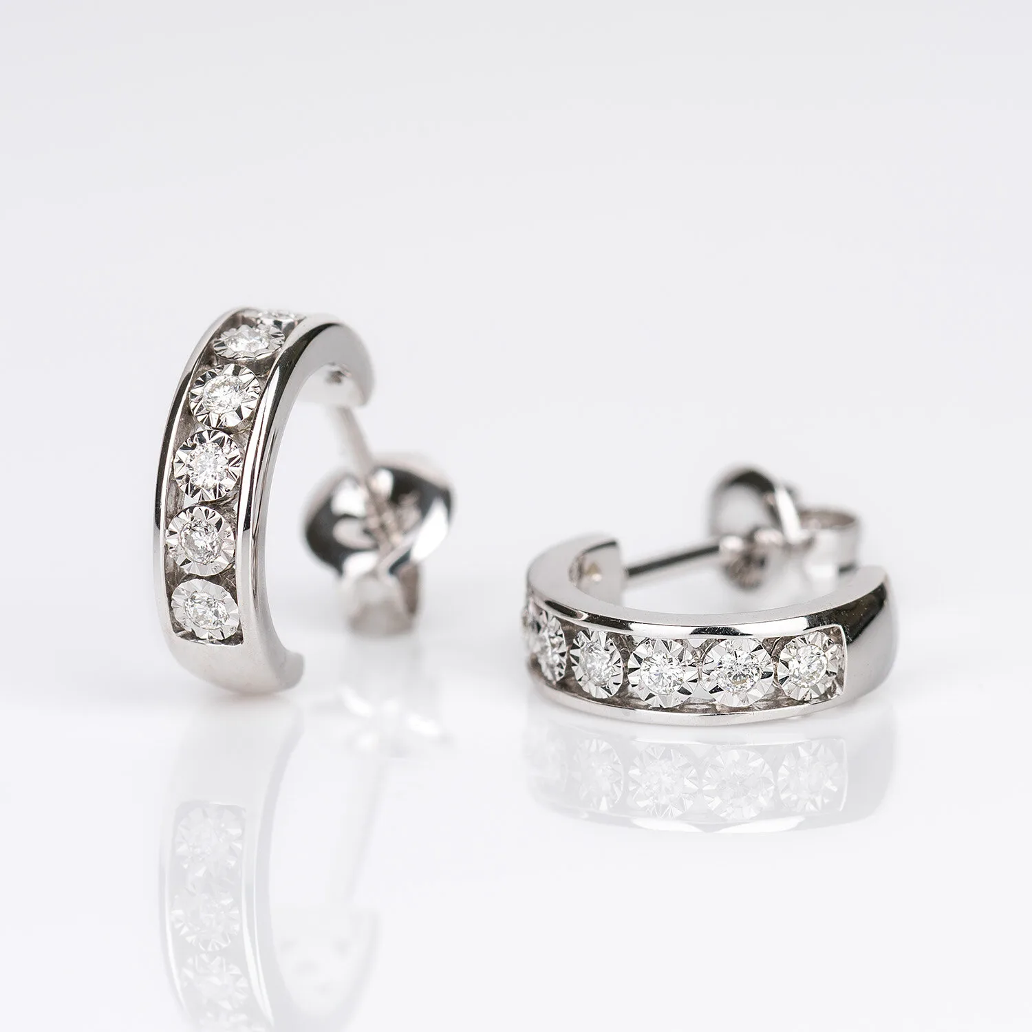 Debut 9ct White Gold Illusion Set Diamond Hoop Earrings
