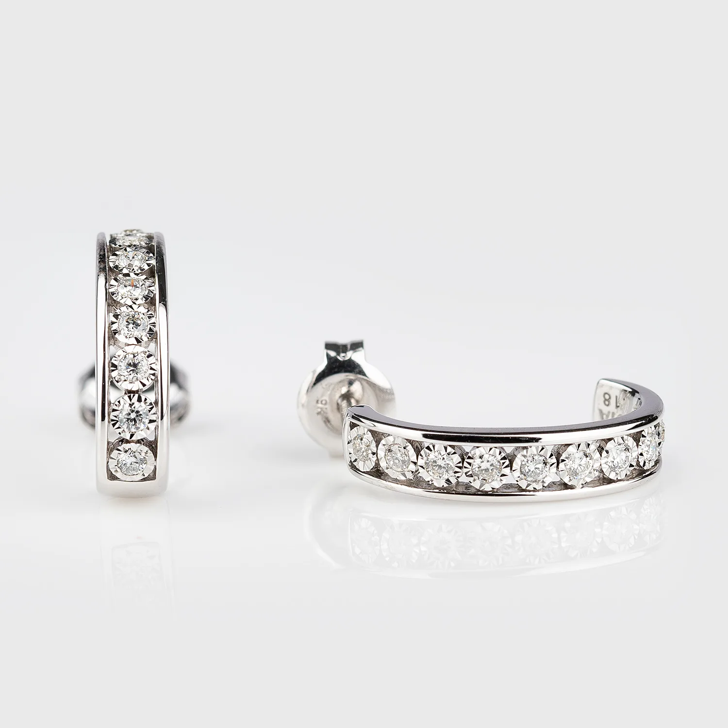 Debut 9ct White Gold Illusion Set Diamond Hoops