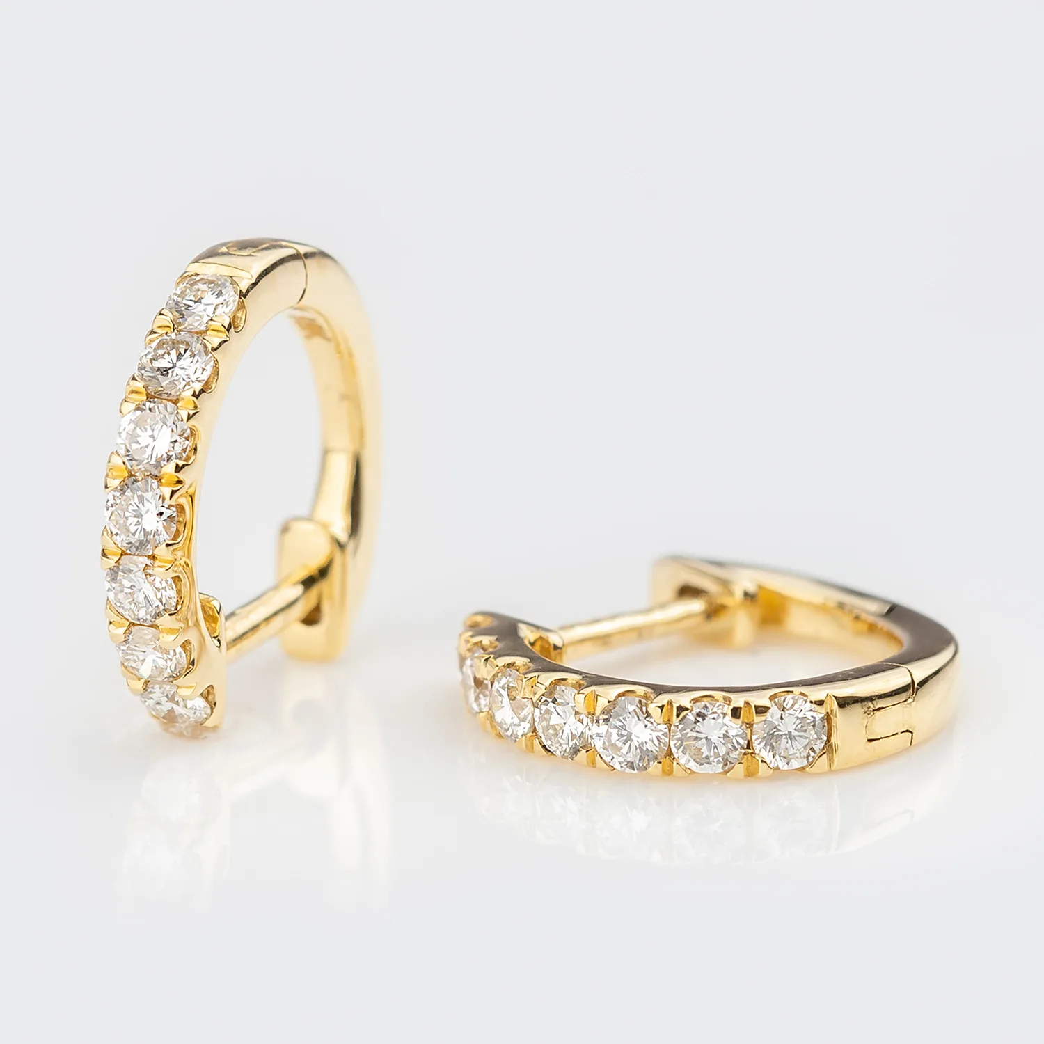 18ct Yellow Gold 0.48ct Round Brilliant Cut Diamond Hoop Earrings