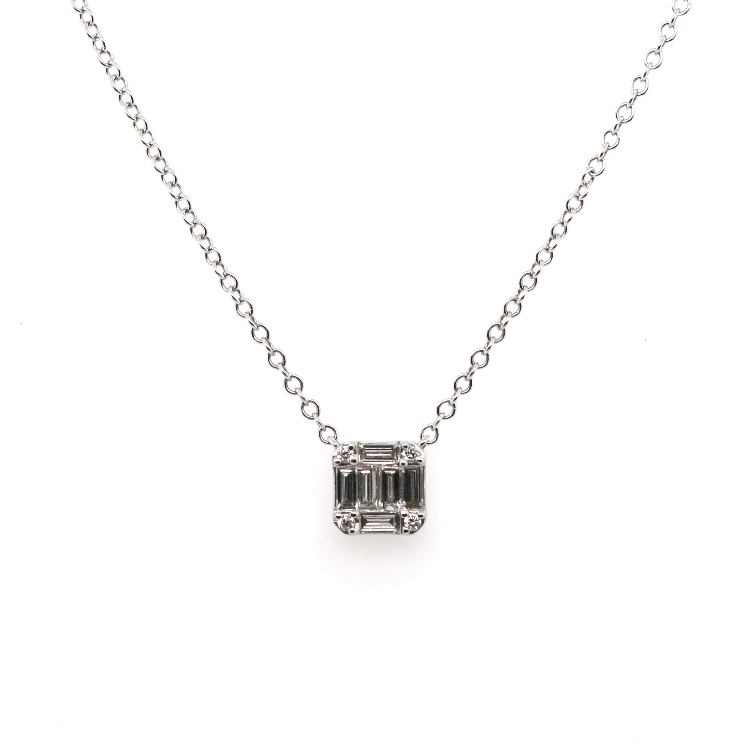 18ct White Gold 0.30ct Mixed Cut Diamond Cluster Necklace