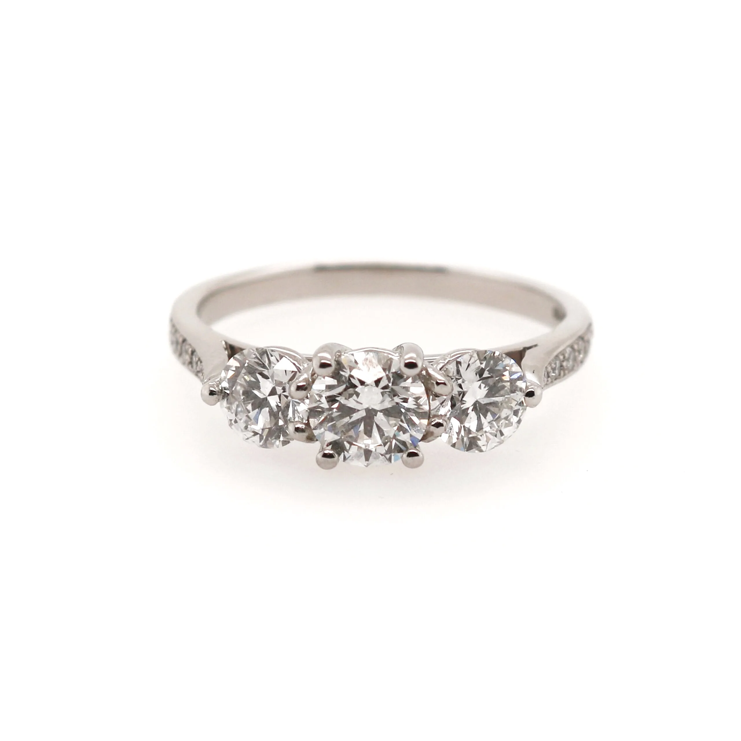 Pre-owned Platinum 1.25ct Round Brilliant Cut Diamond Trilogy Ring