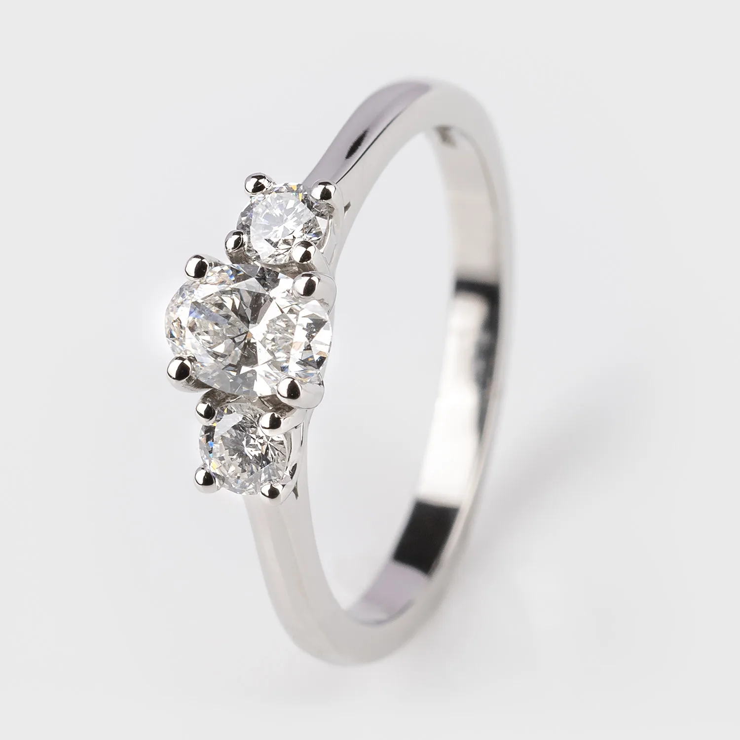 Platinum 1.00ct Mixed Cut Diamond Trilogy Ring
