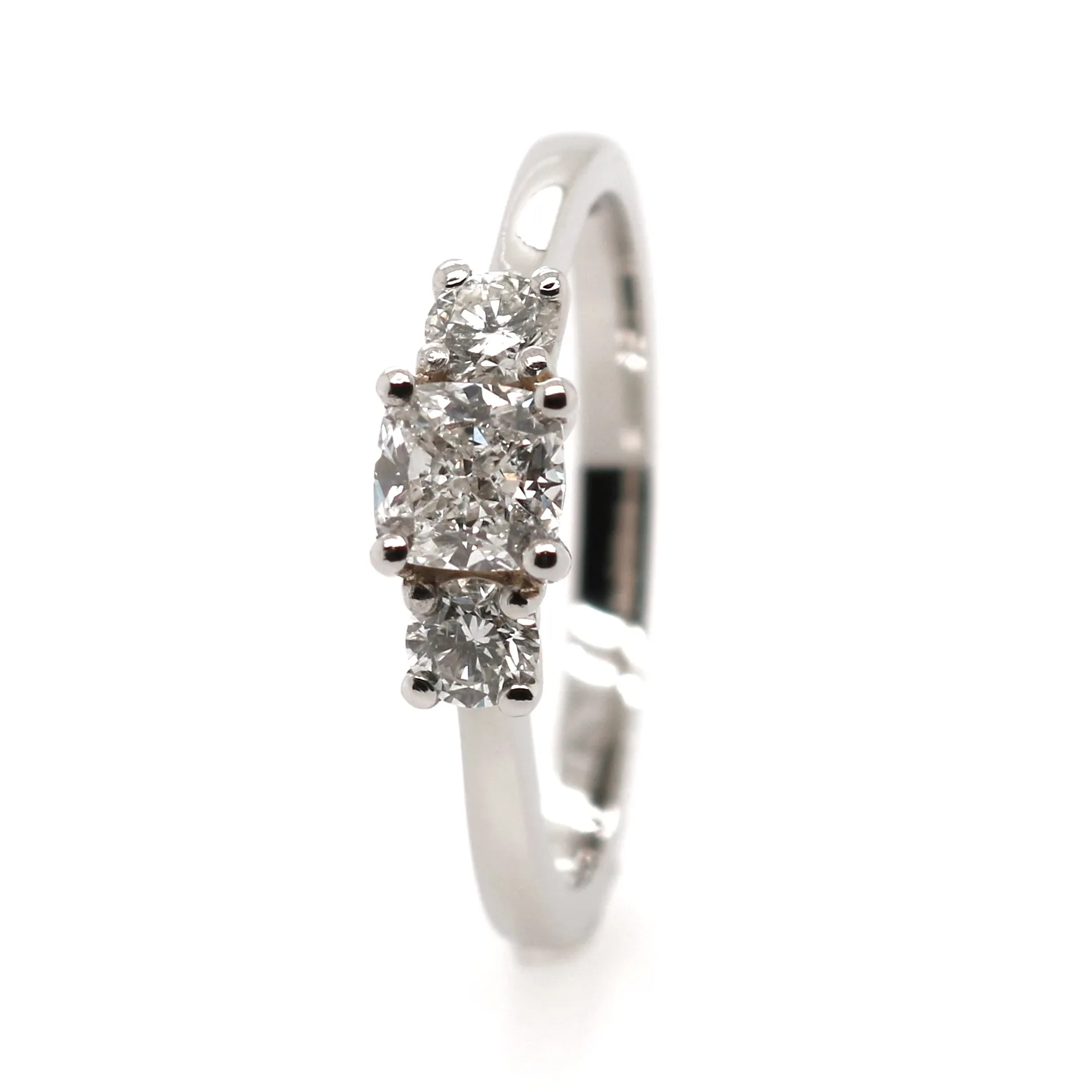 Platinum 0.76ct Mixed Cut Diamond Trilogy Ring