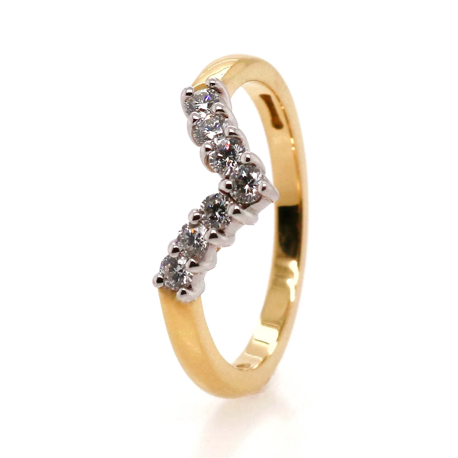 18ct Yellow Gold 0.26ct Round Brilliant Cut Diamond Shaped Half Eternity Ring