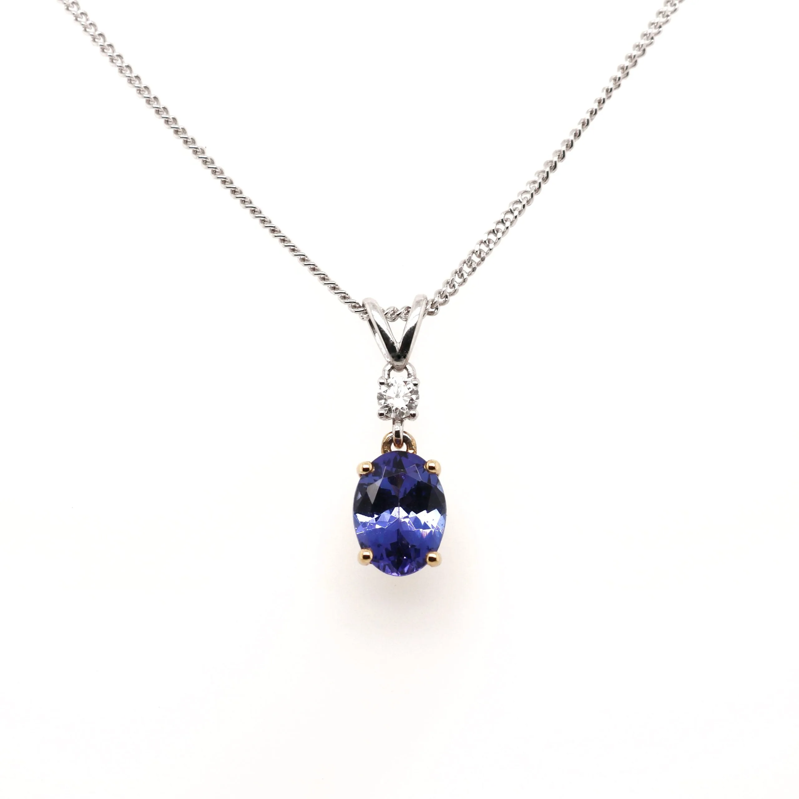 18ct White Gold 1.36ct Mixed Cut Tanzanite and Diamond Necklace