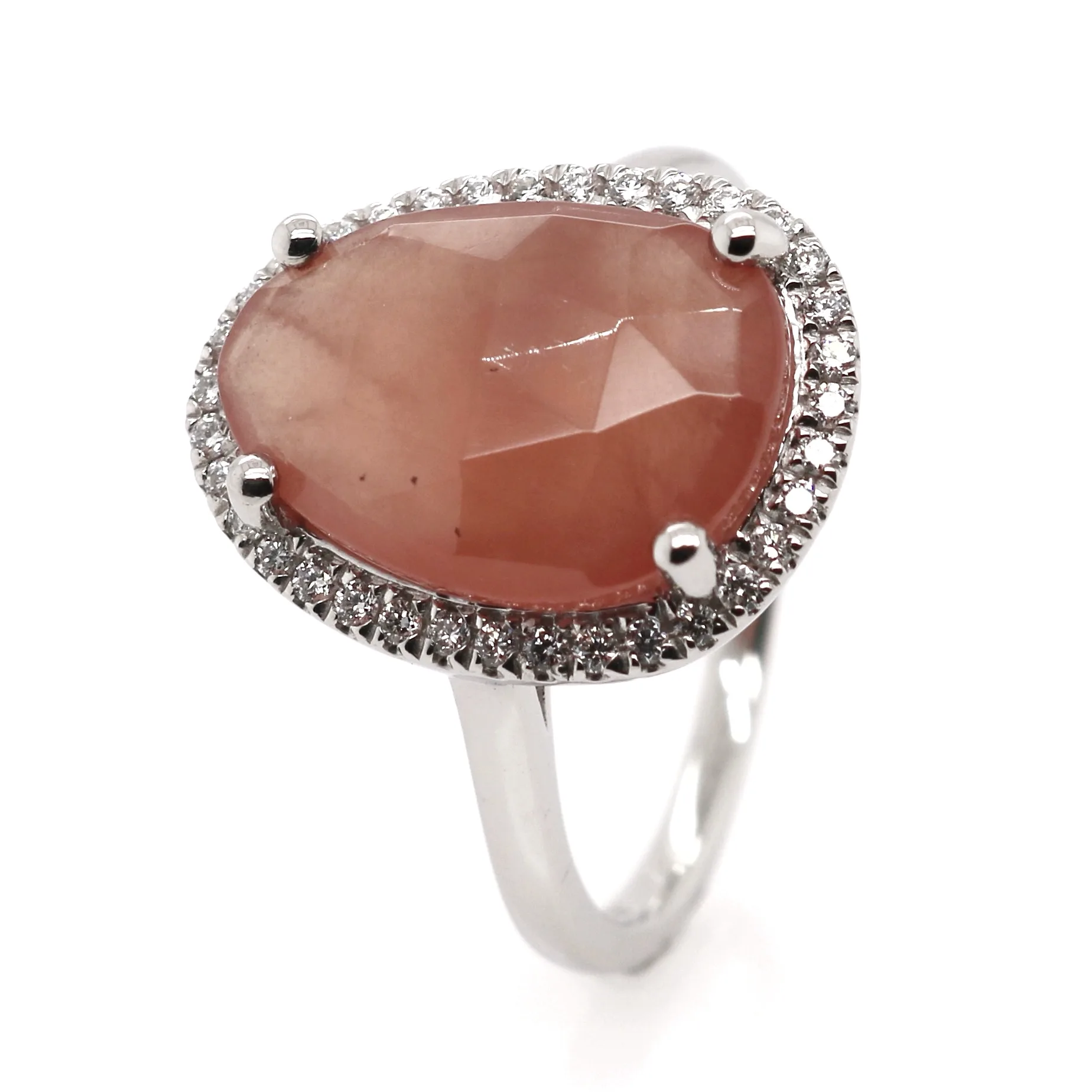 Platinum 5.81ct Mixed Cut Rhodochrosite and Diamond Dress Ring