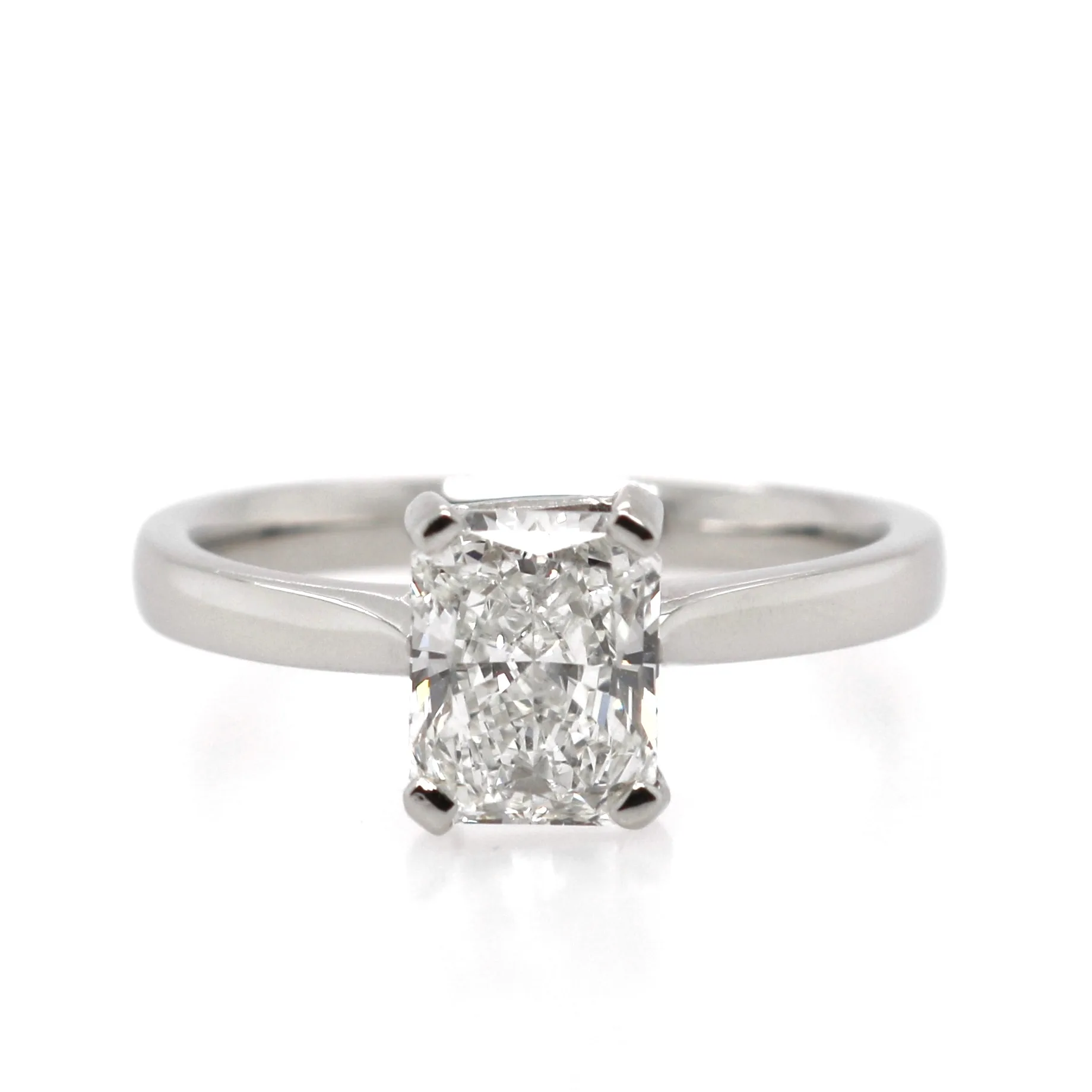 Platinum 1.50ct Radiant Cut Diamond Solitaire Ring - Image 2