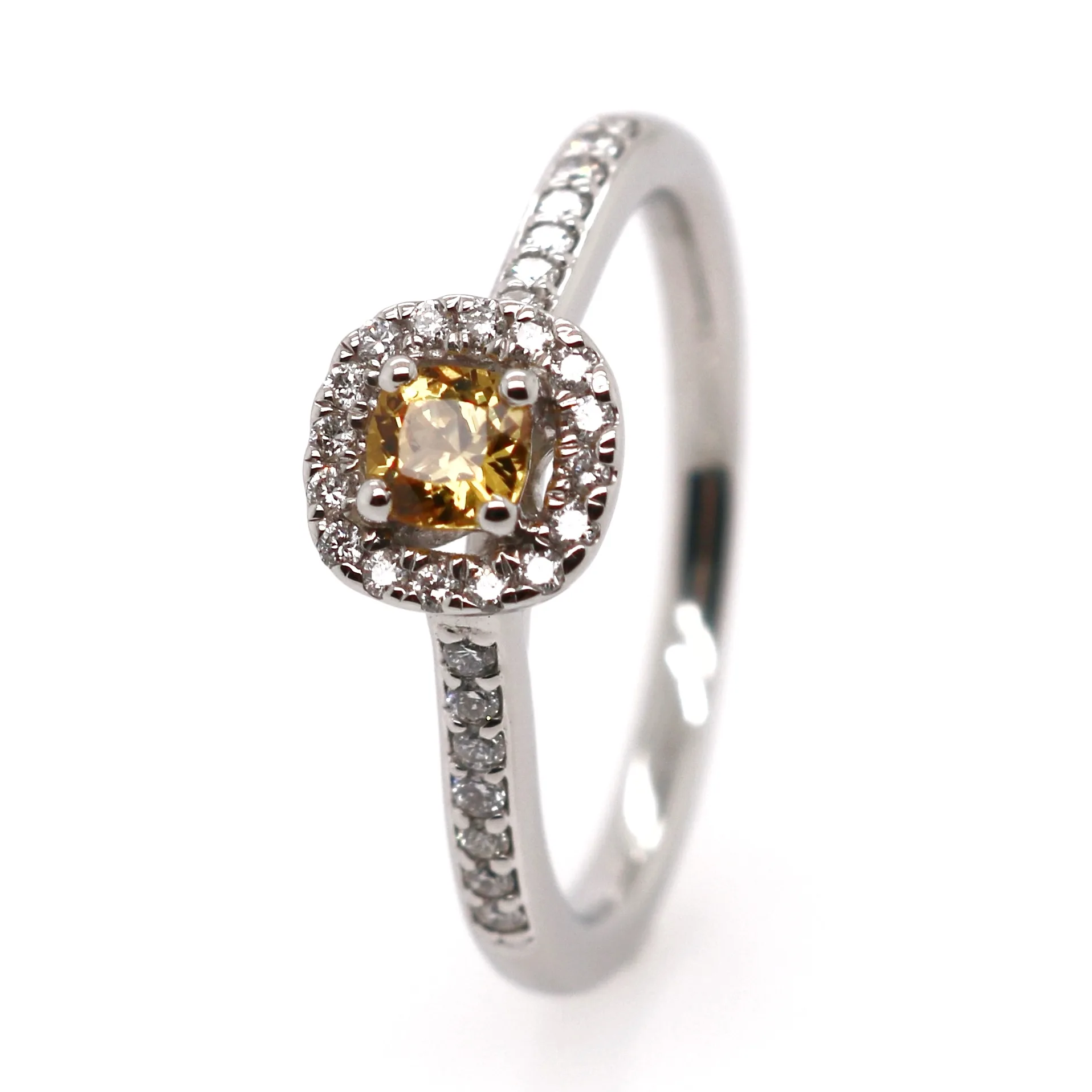 Platinum 0.41ct Mixed Cut Sapphire and Diamond Halo Ring