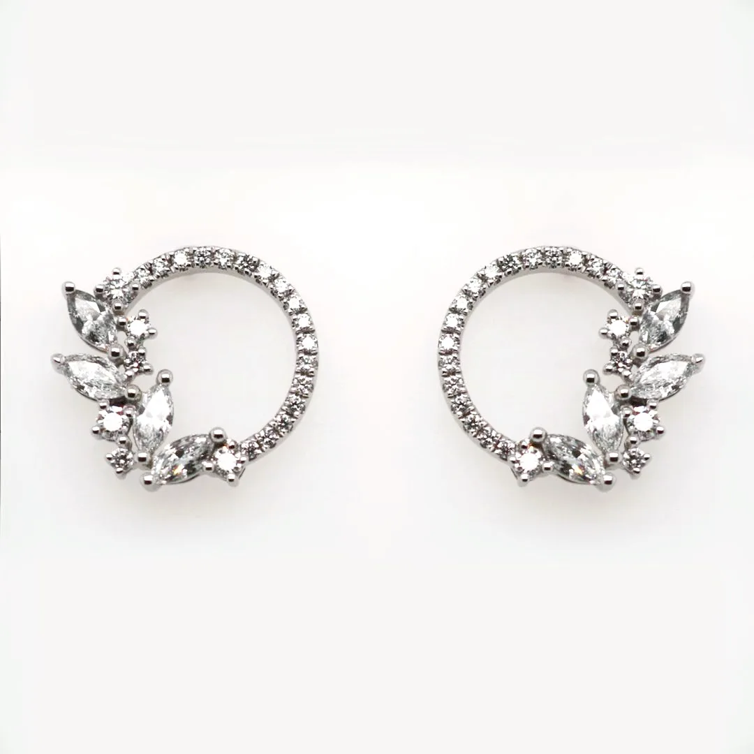 18ct White Gold 0.82ct Mixed Cut Diamond Earrings