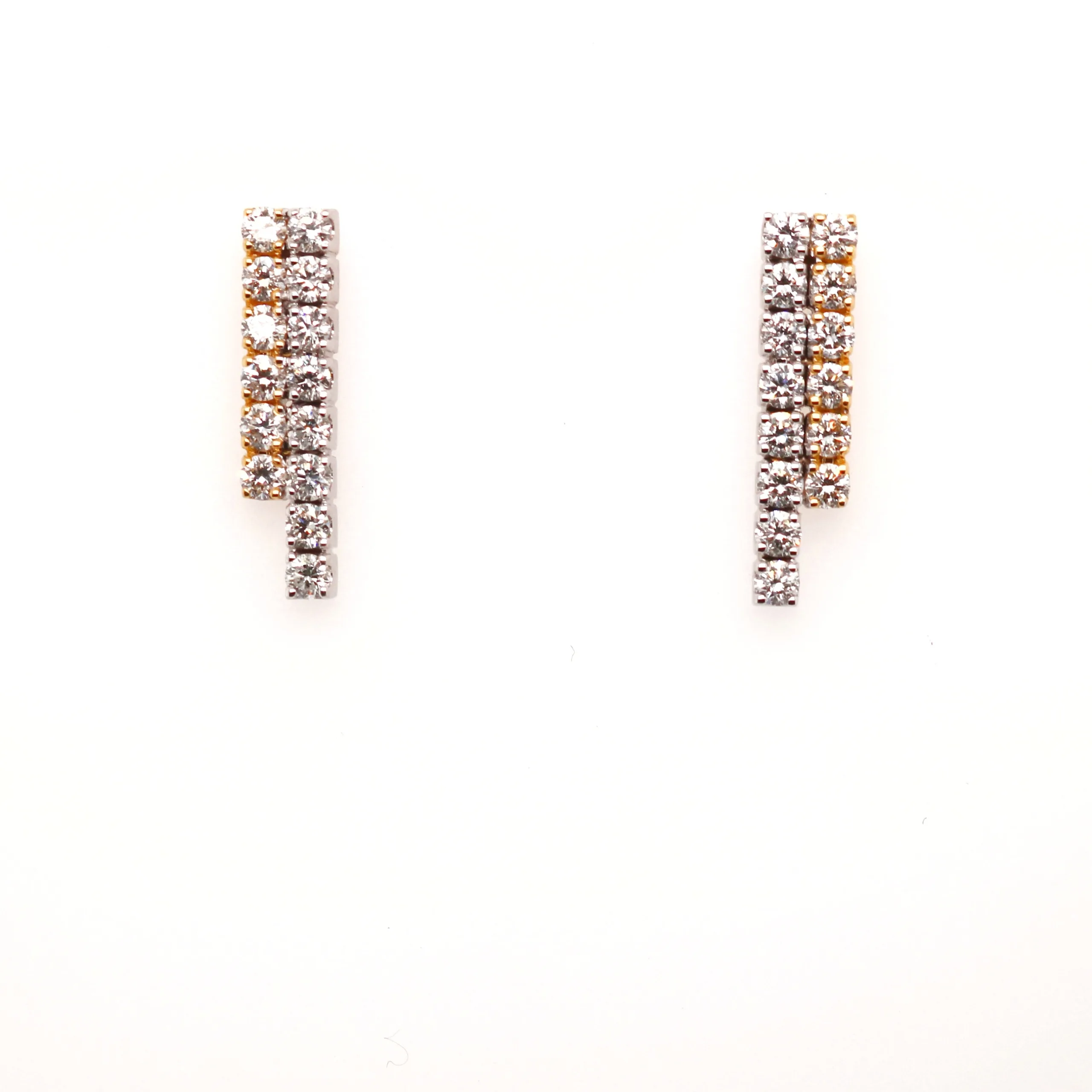 18ct White and Yellow Gold 1.40ct Round Brilliant Cut Diamond Studs