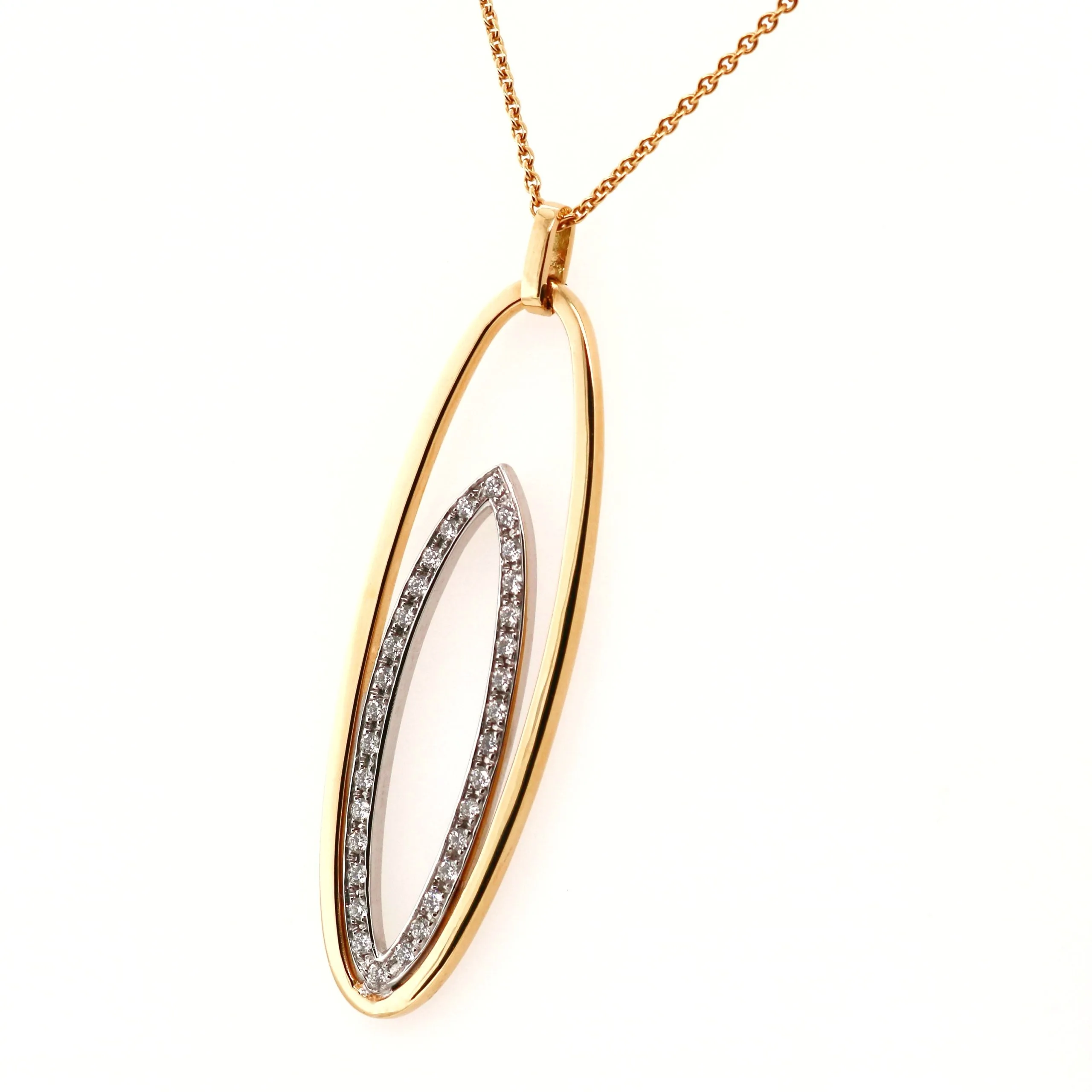 18ct Yellow Gold 0.35ct Round Brilliant Cut Diamond Oval Necklace