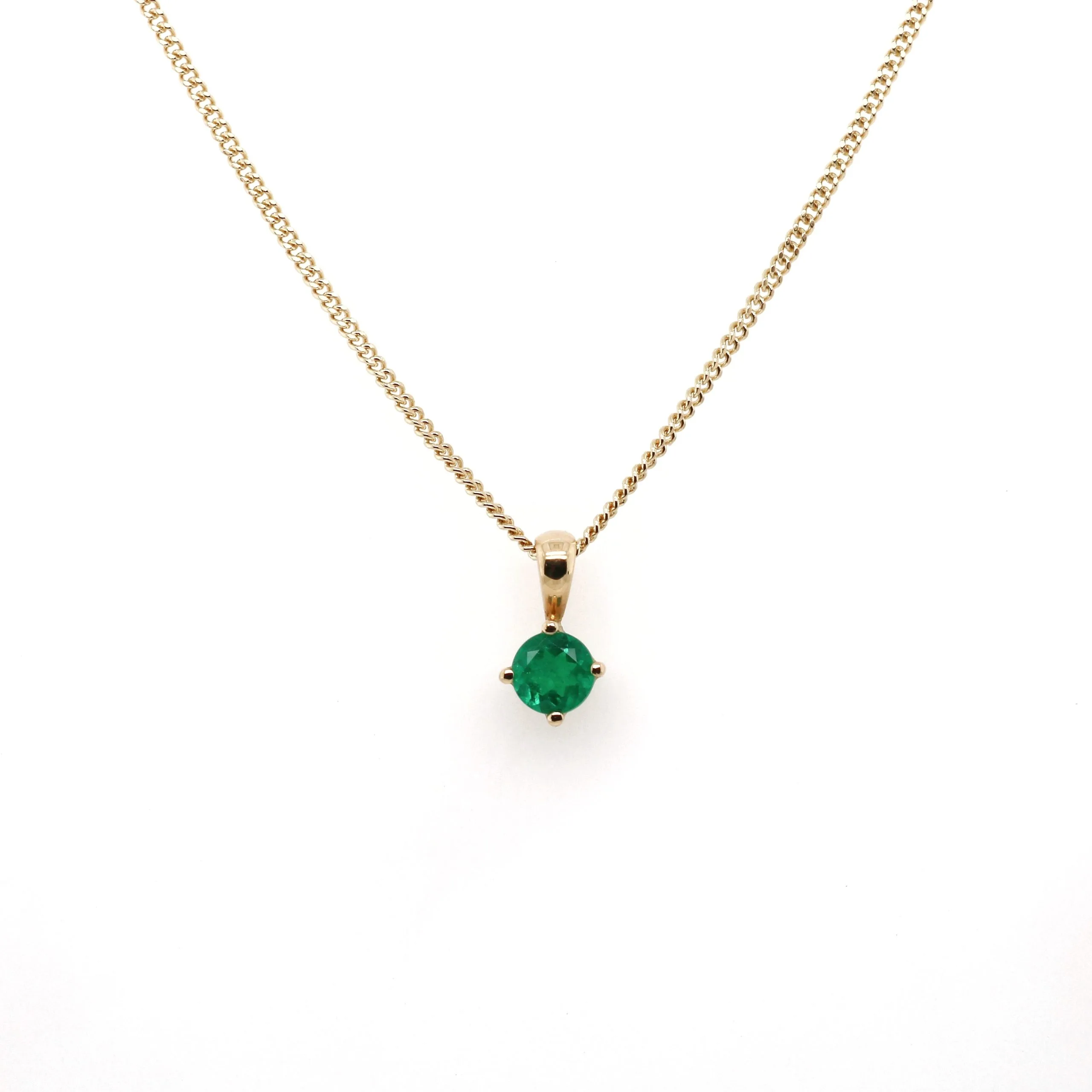18ct Yellow Gold 0.30ct Round Brilliant Cut Emerald Necklace