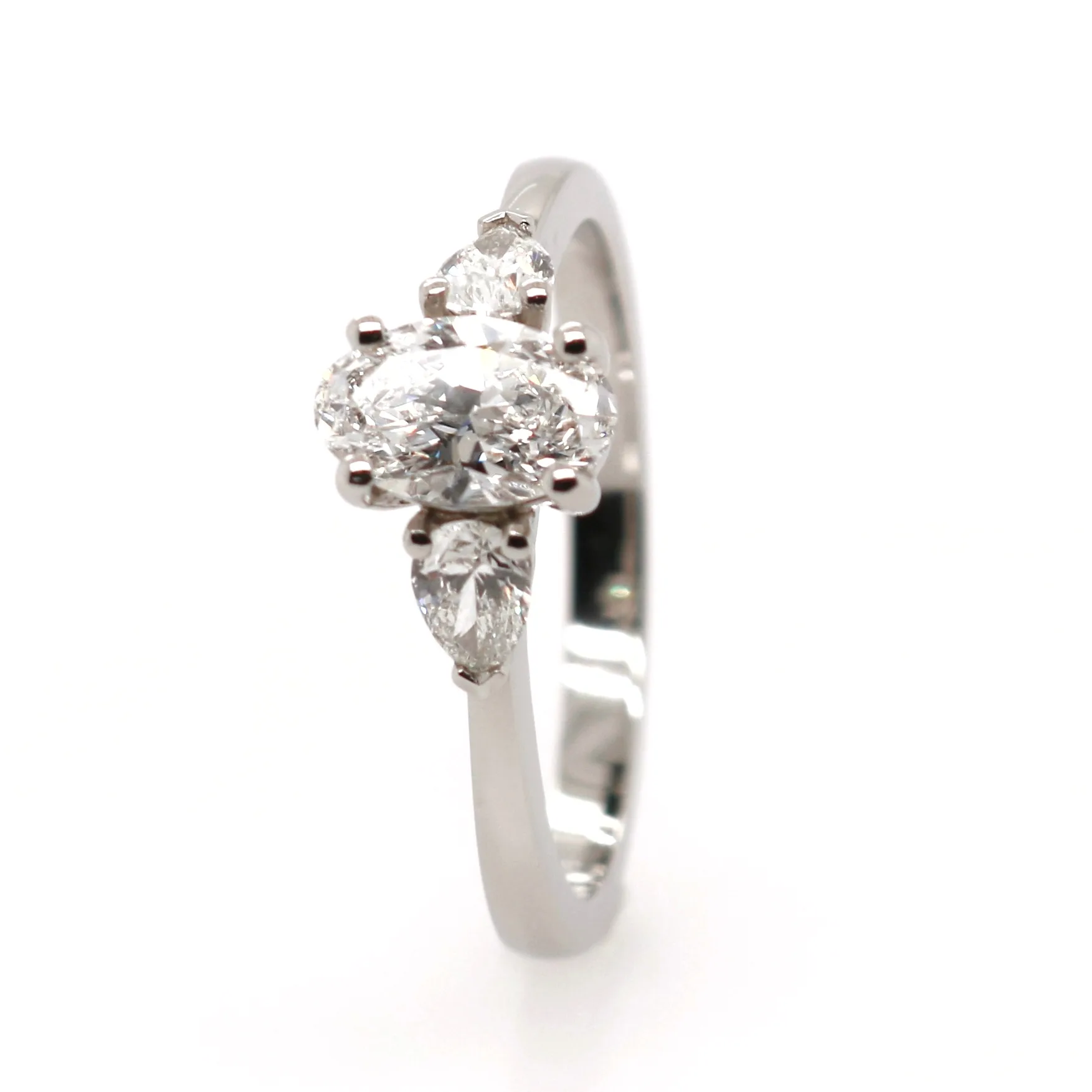 Platinum 0.92ct Mixed Cut Diamond Trilogy Ring