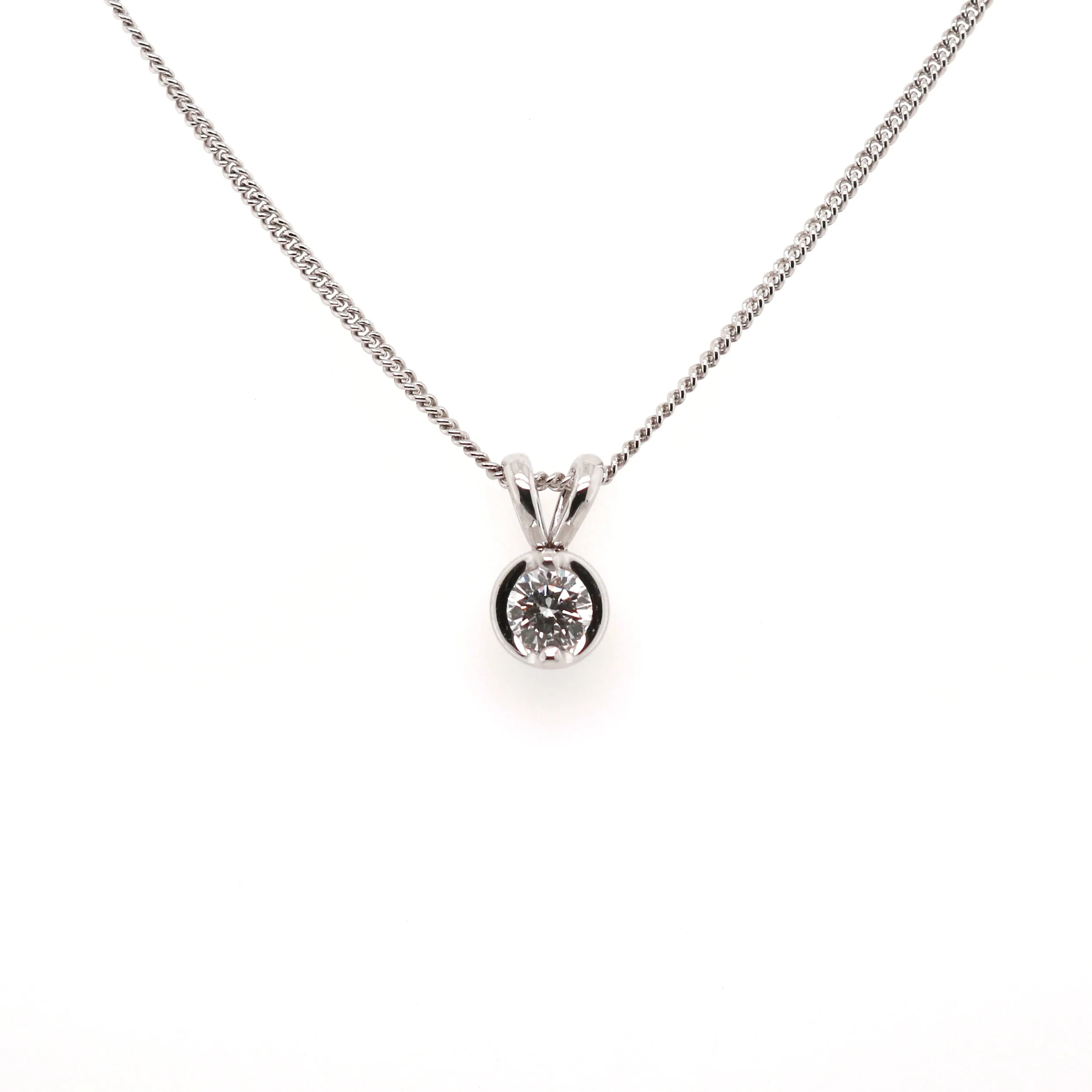 18ct White Gold 0.15ct Round Brilliant Cut Diamond Necklace