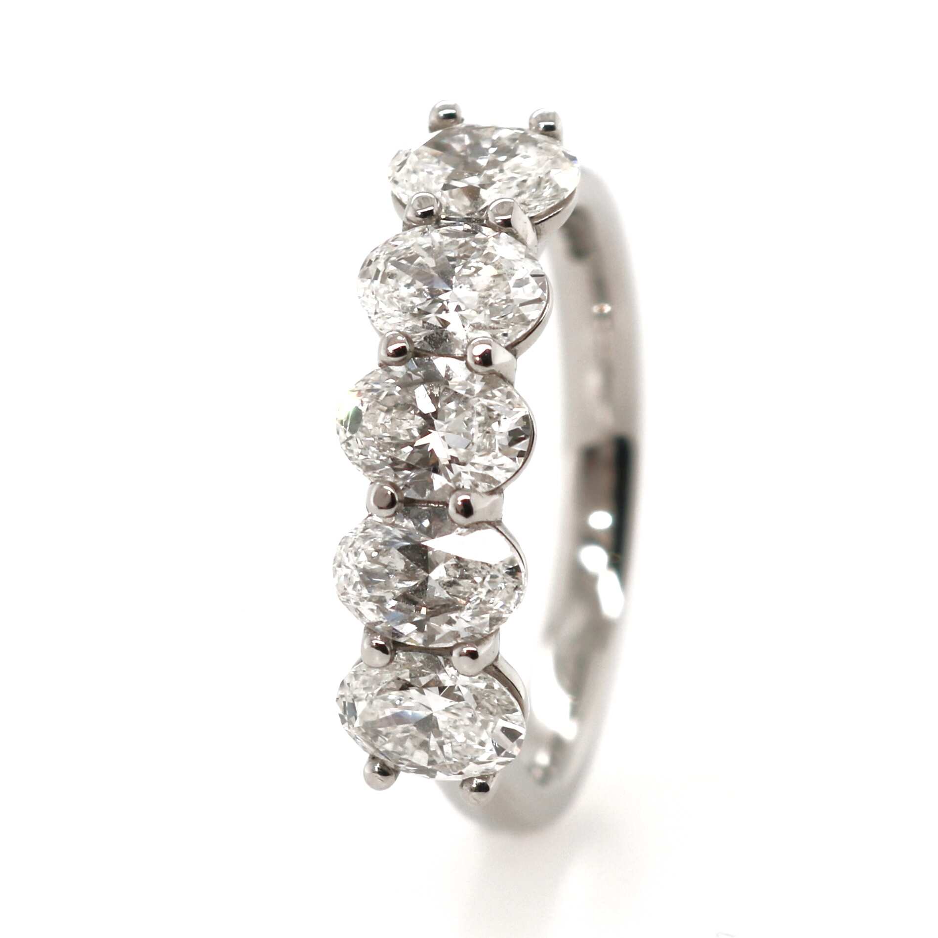 Platinum 2.02ct Oval Cut Diamond Five Stone Ring