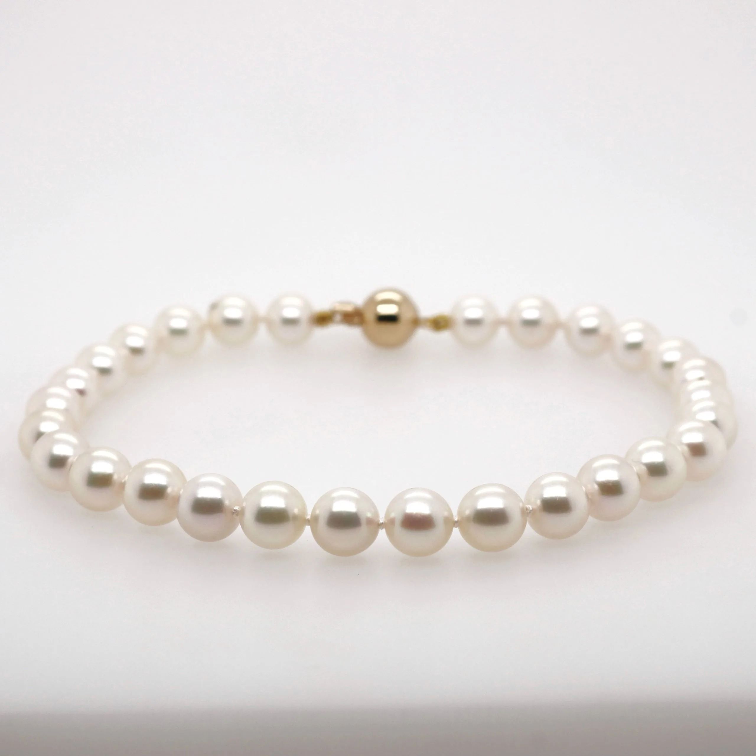 18ct Yellow Gold 6-6.5mm Akoya Pearl Bracelet