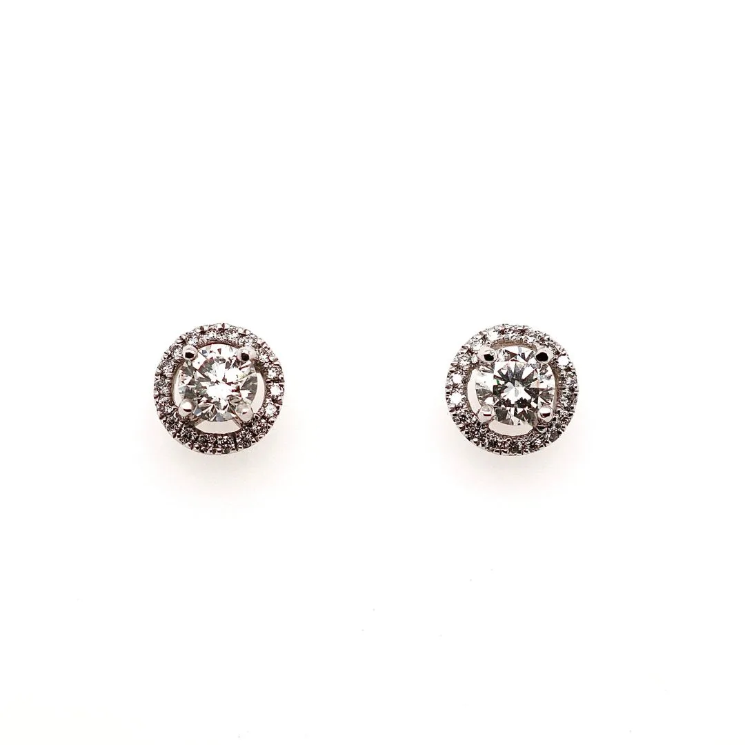 18ct White Gold 0.56ct Diamond Halo Earrings