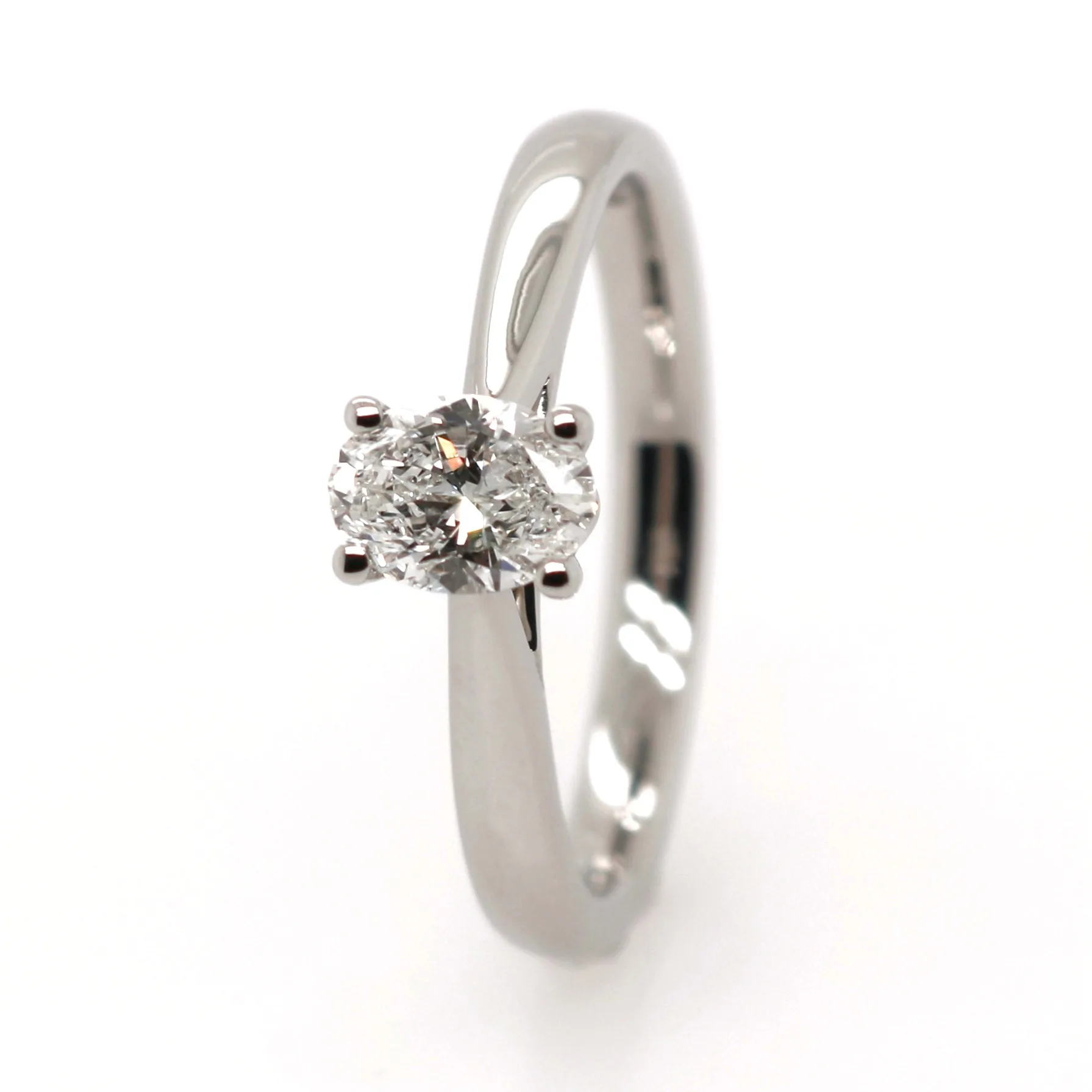Platinum 0.52ct Oval Cut Diamond Solitaire Ring