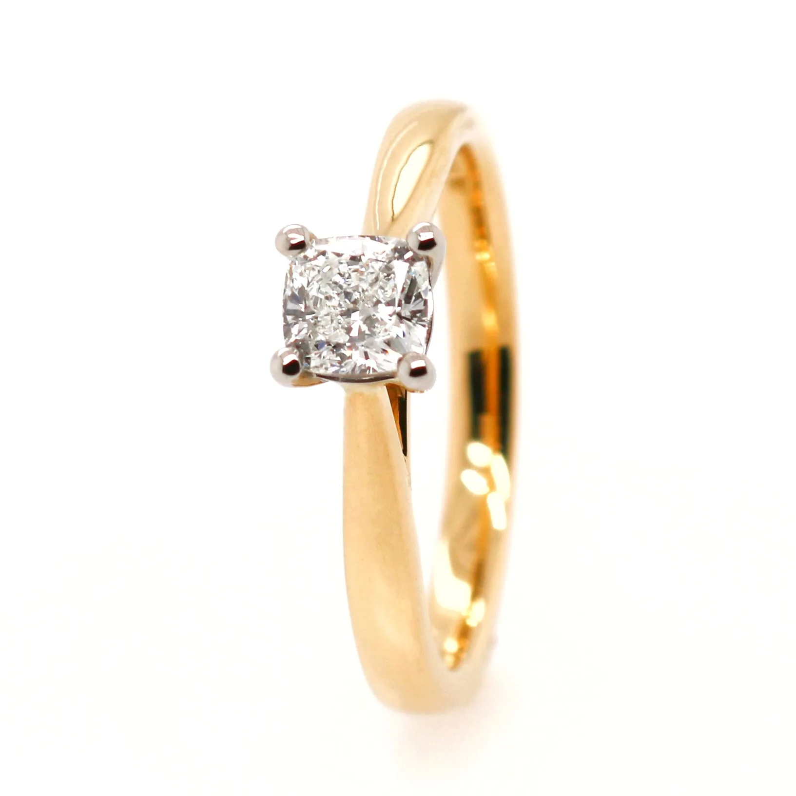 18ct Yellow Gold 0.51ct Cushion Cut Diamond Solitaire Ring