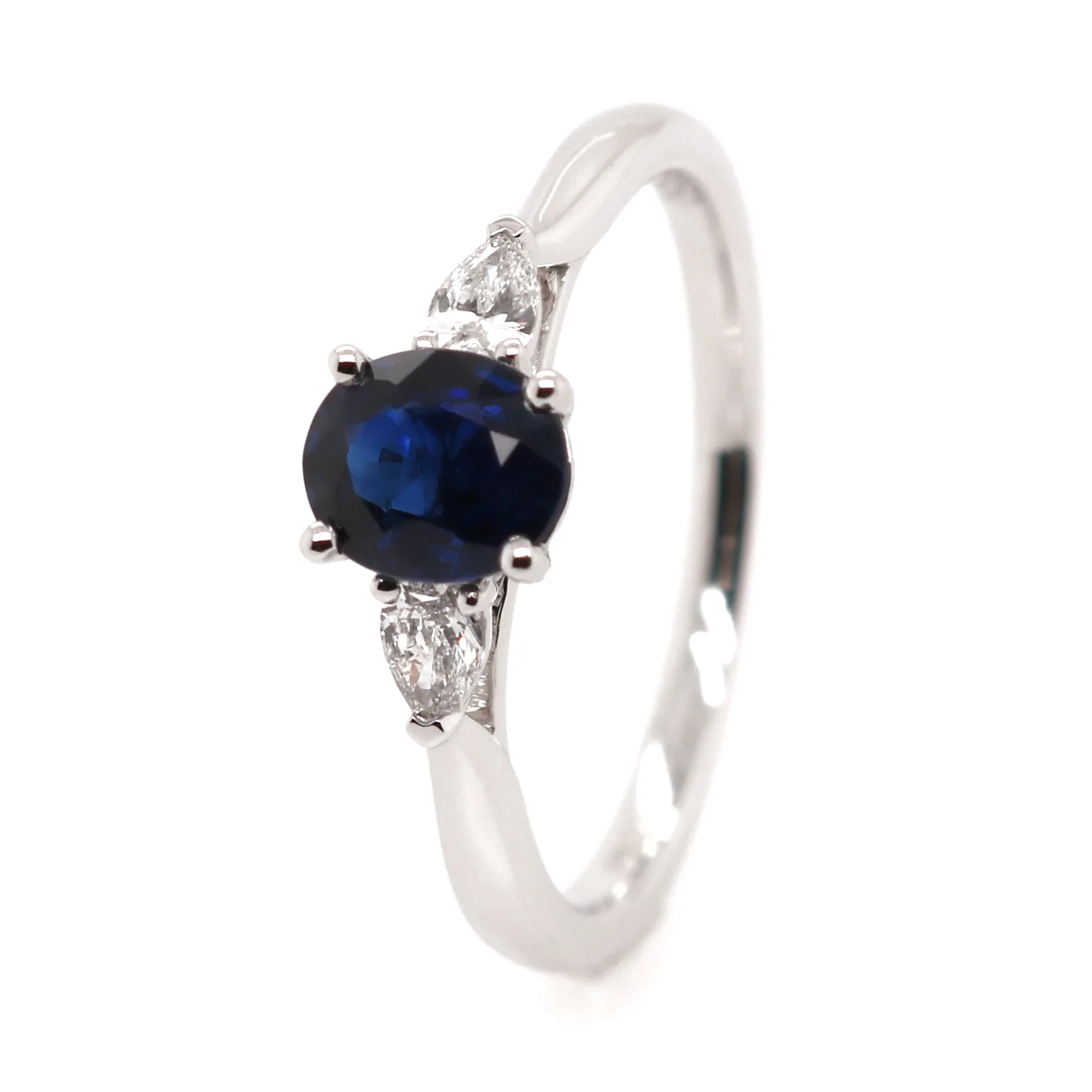 Platinum 0.99ct Mixed Cut Sapphire and Diamond Trilogy Ring