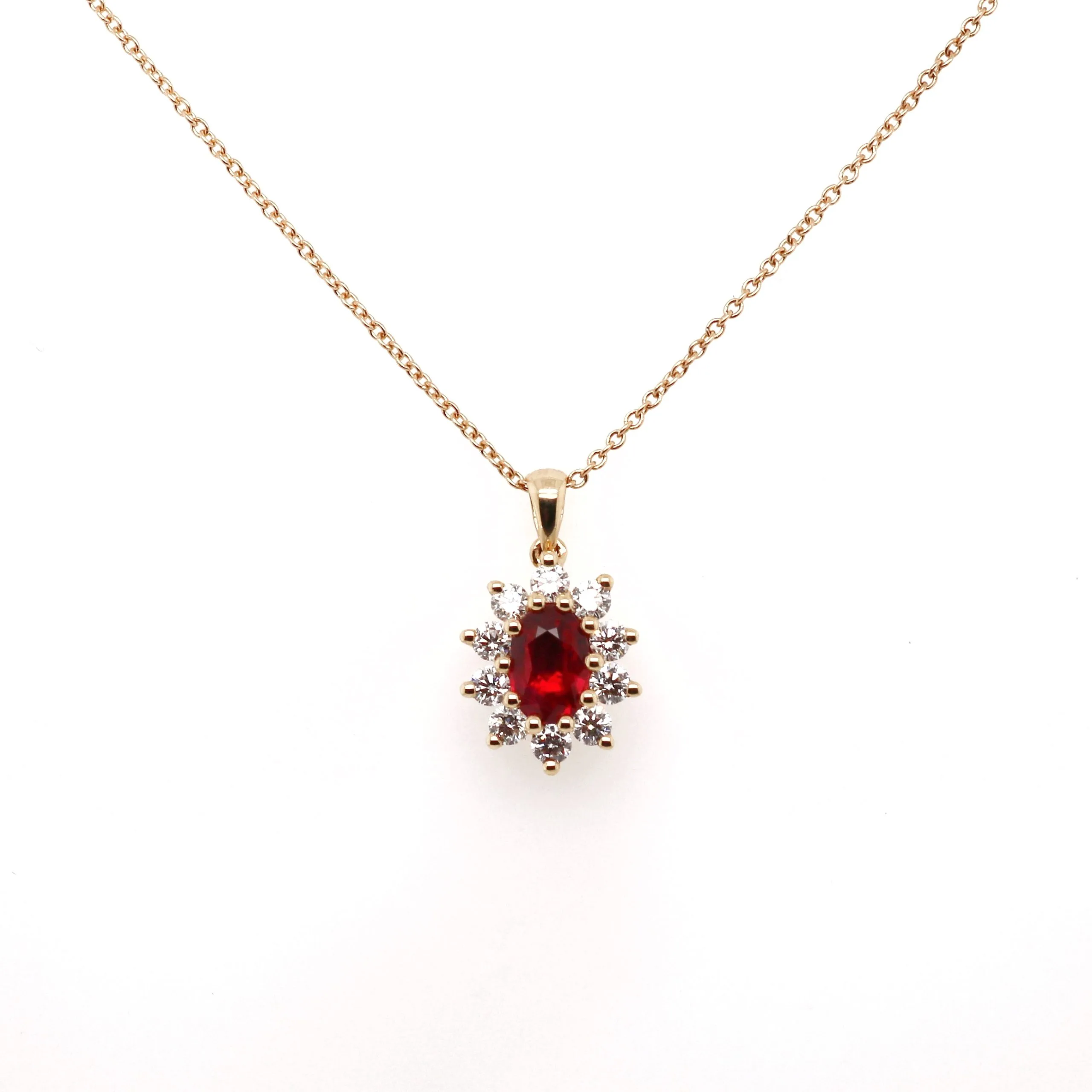 18ct Yellow Gold 0.93ct Mixed Cut Ruby and Diamond Necklace