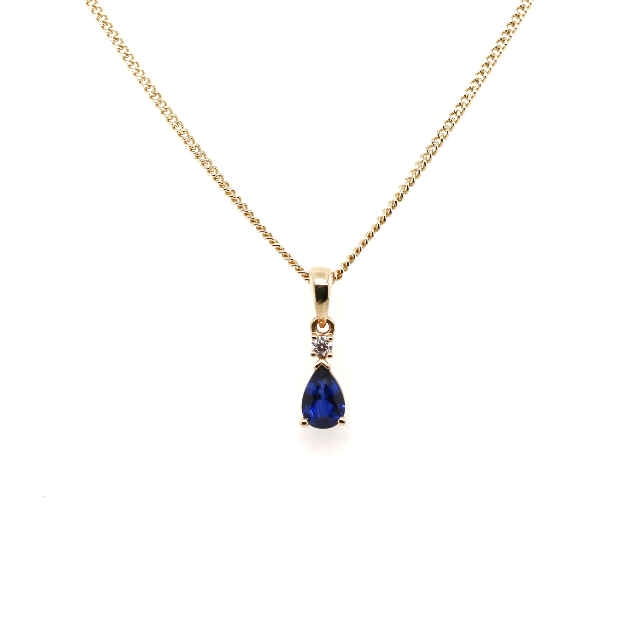 18ct Yellow Gold 0.47ct Mixed Cut Sapphire and Diamond Necklace