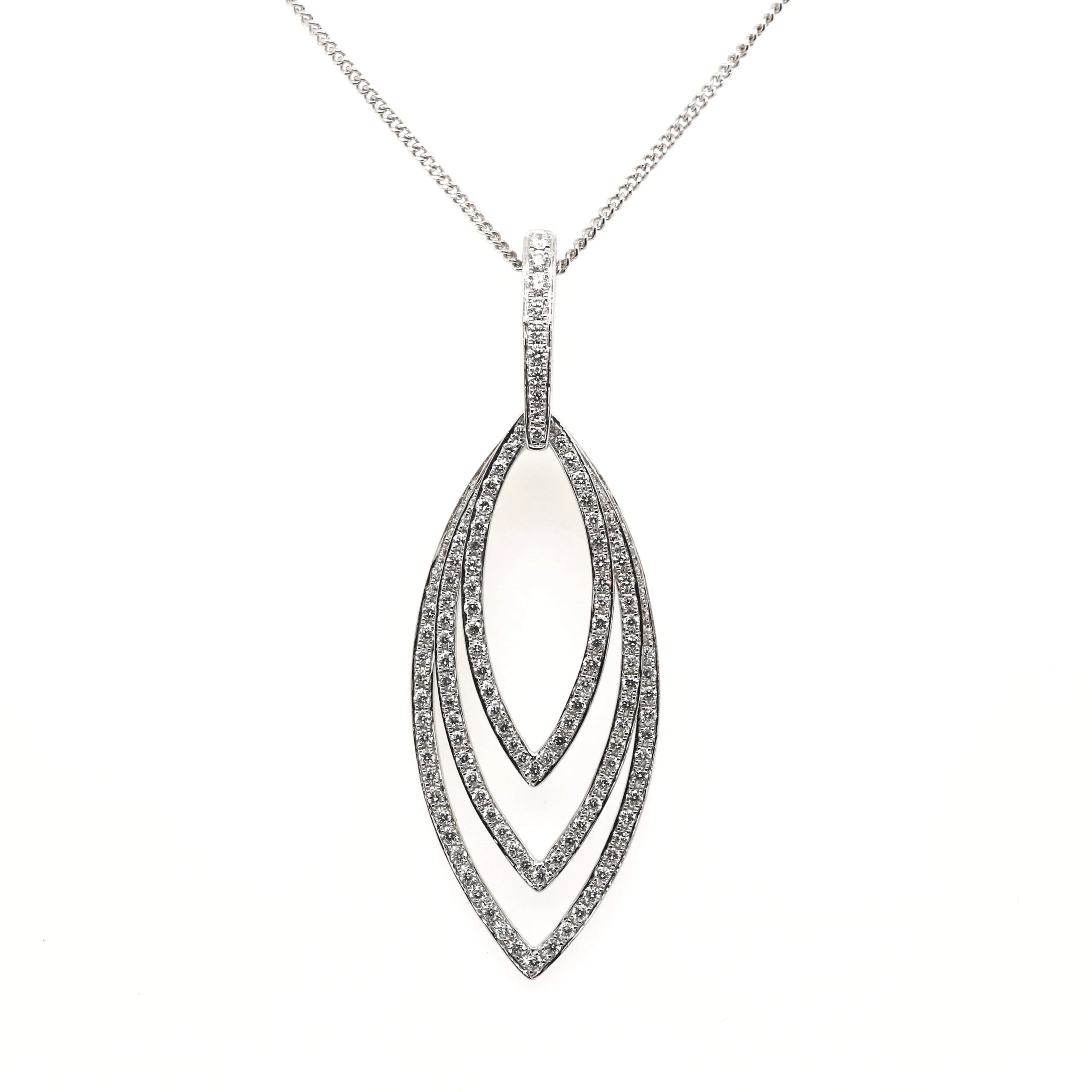 18ct White Gold 0.95ct Round Brilliant Cut Diamond Fancy Necklace