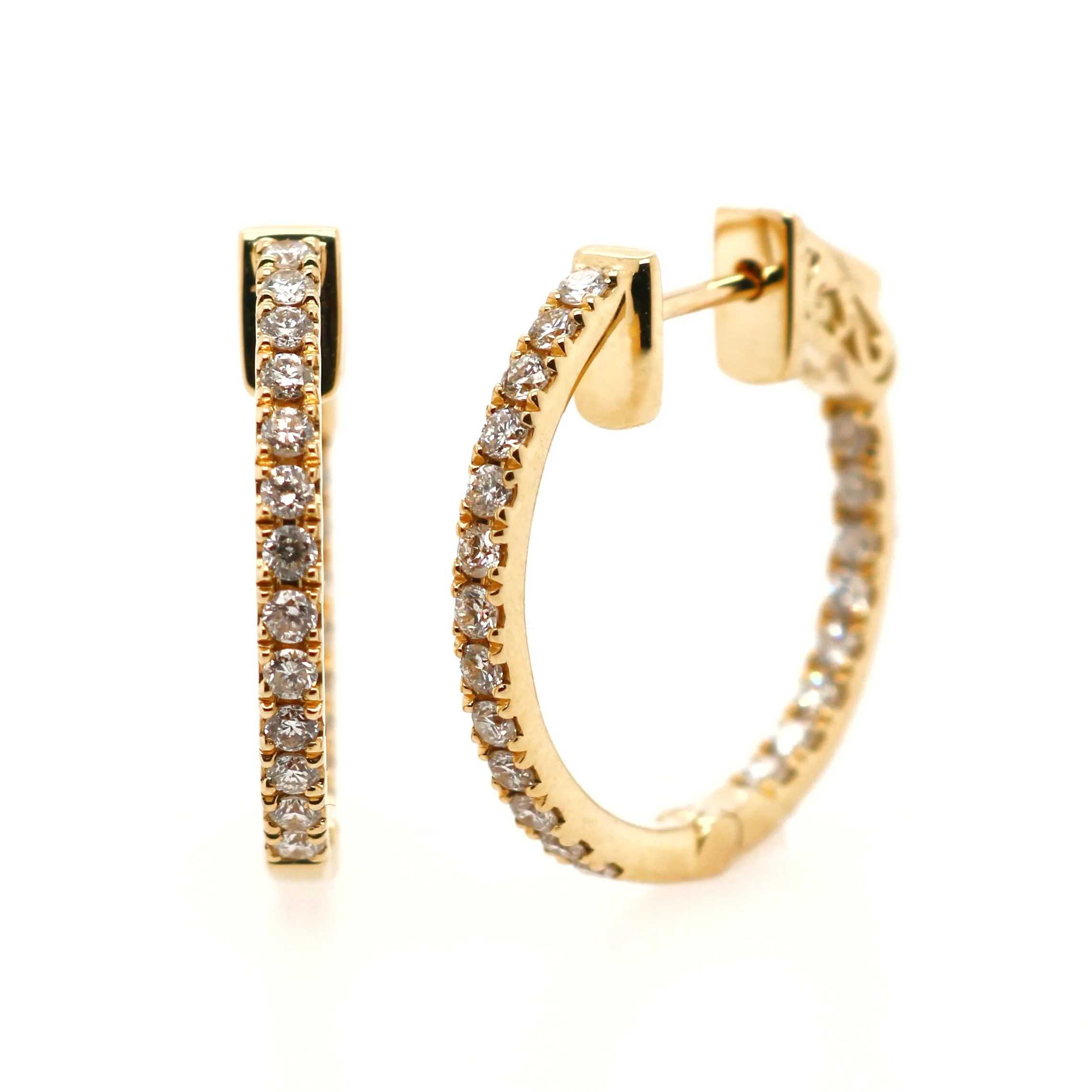 18ct Yellow Gold 0.50ct Round Brilliant Cut Diamond Hoops