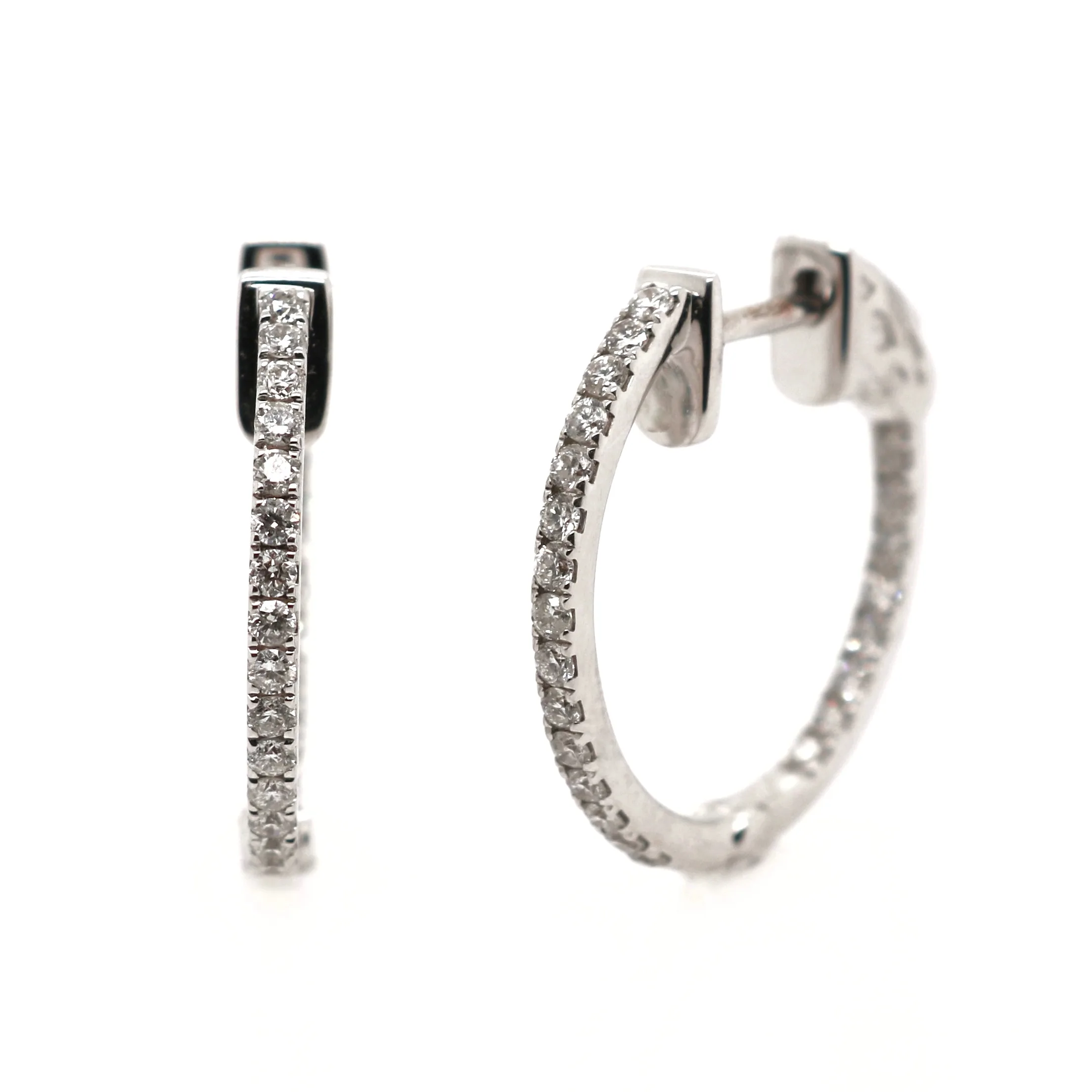 18ct White Gold 0.35ct Round Brilliant Cut Diamond Hoops