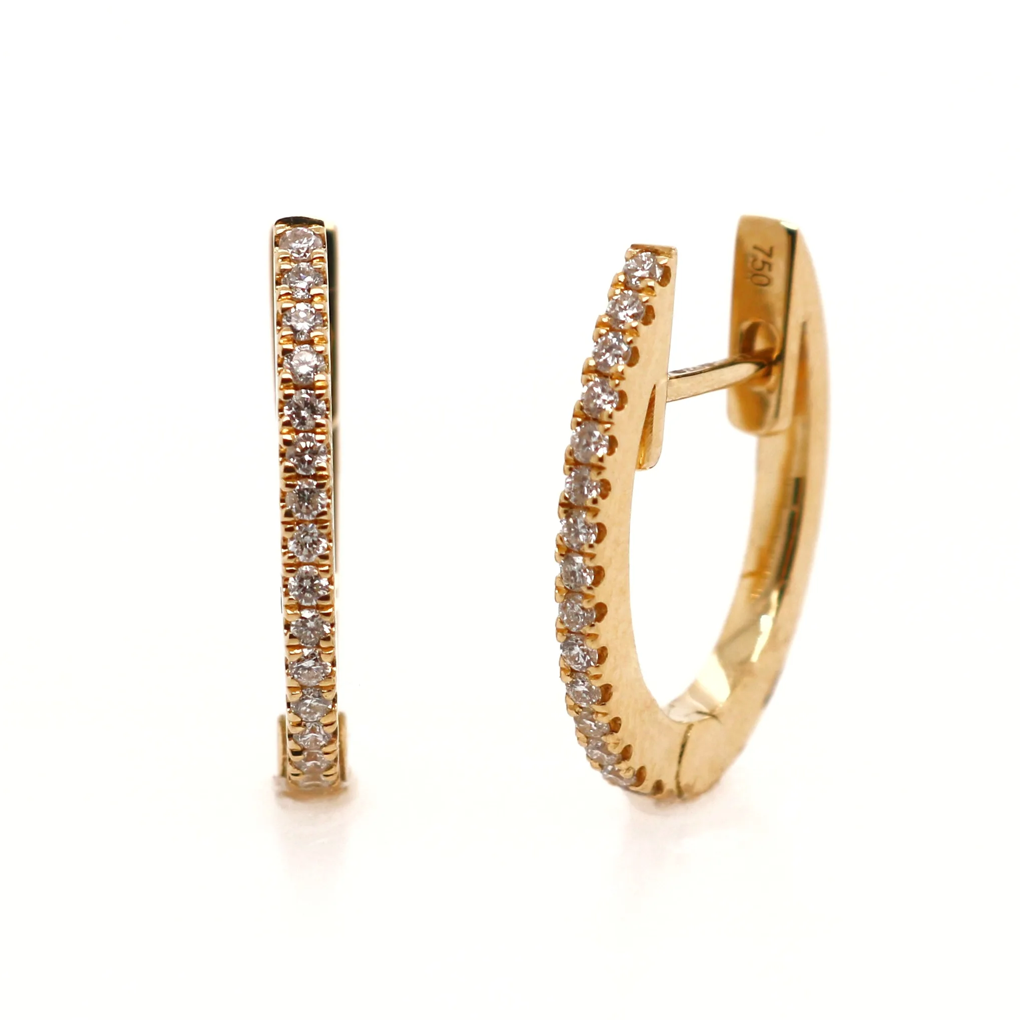 18ct Yellow Gold 0.15ct Round Brilliant Cut Diamond Hoops