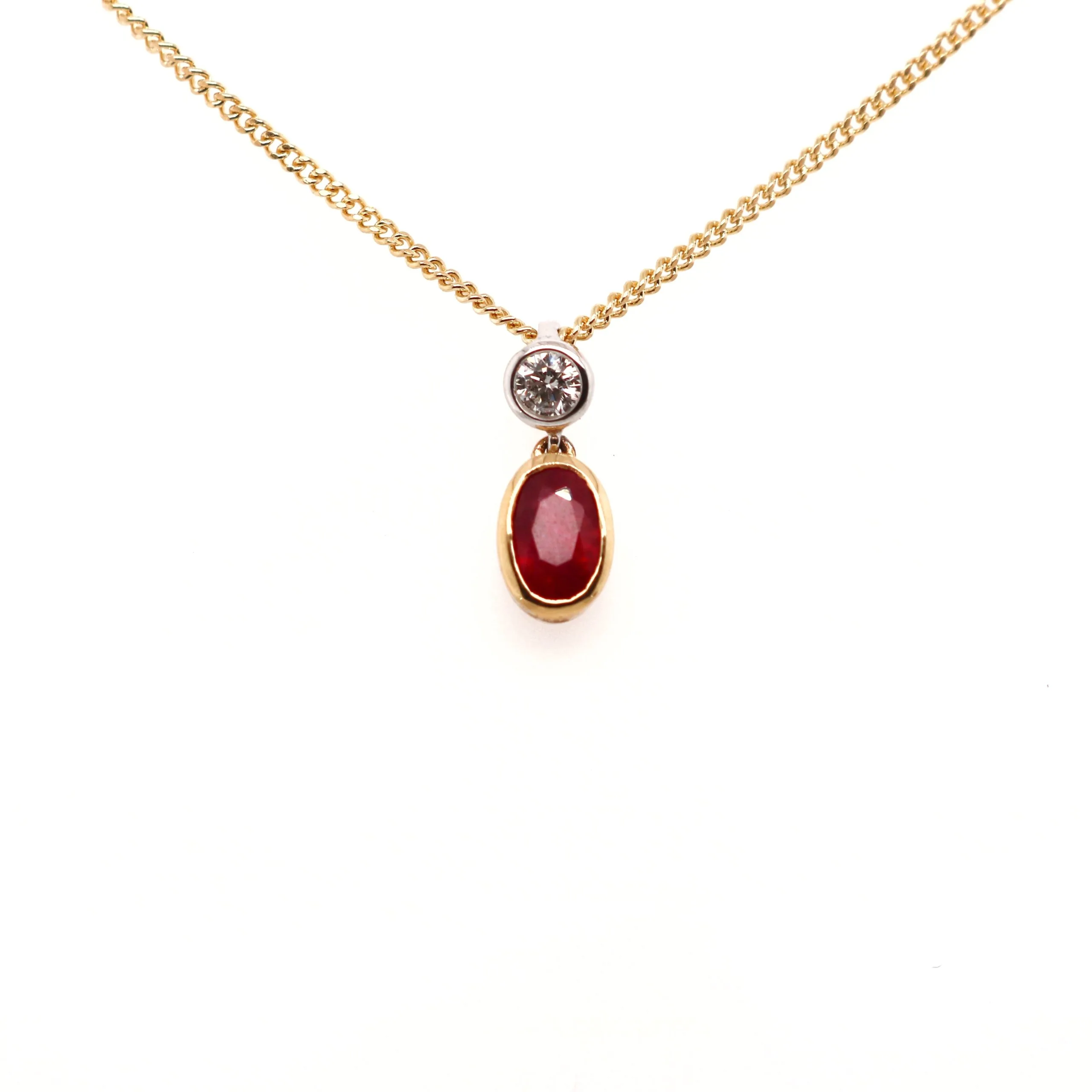 18ct Yellow Gold 0.72ct Mixed Cut Ruby and Diamond Necklace