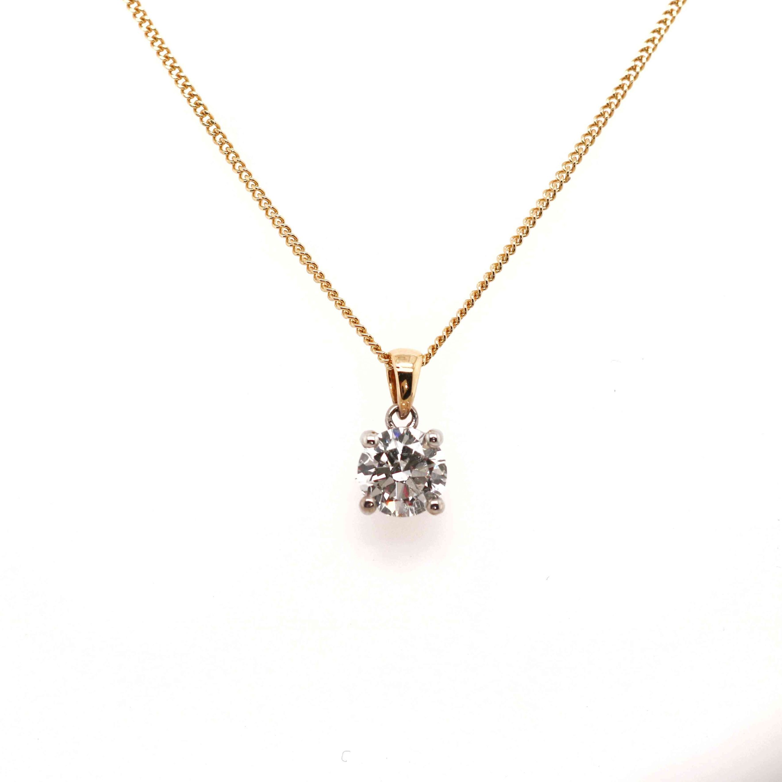 18ct Yellow Gold 1.20ct Round Brilliant Cut Diamond Necklace