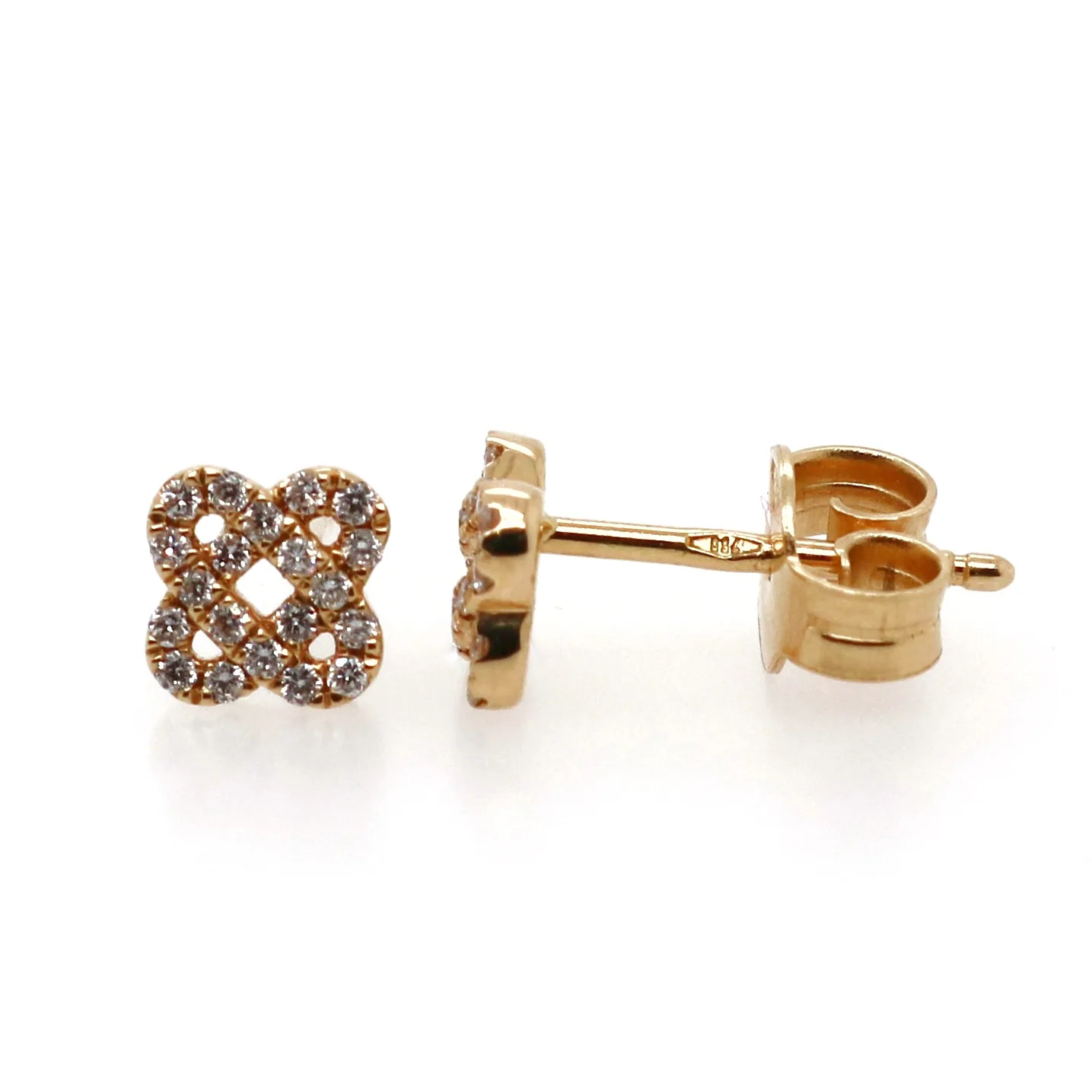 18ct Yellow Gold 0.14ct Round Brilliant Cut Diamond Cluster Studs