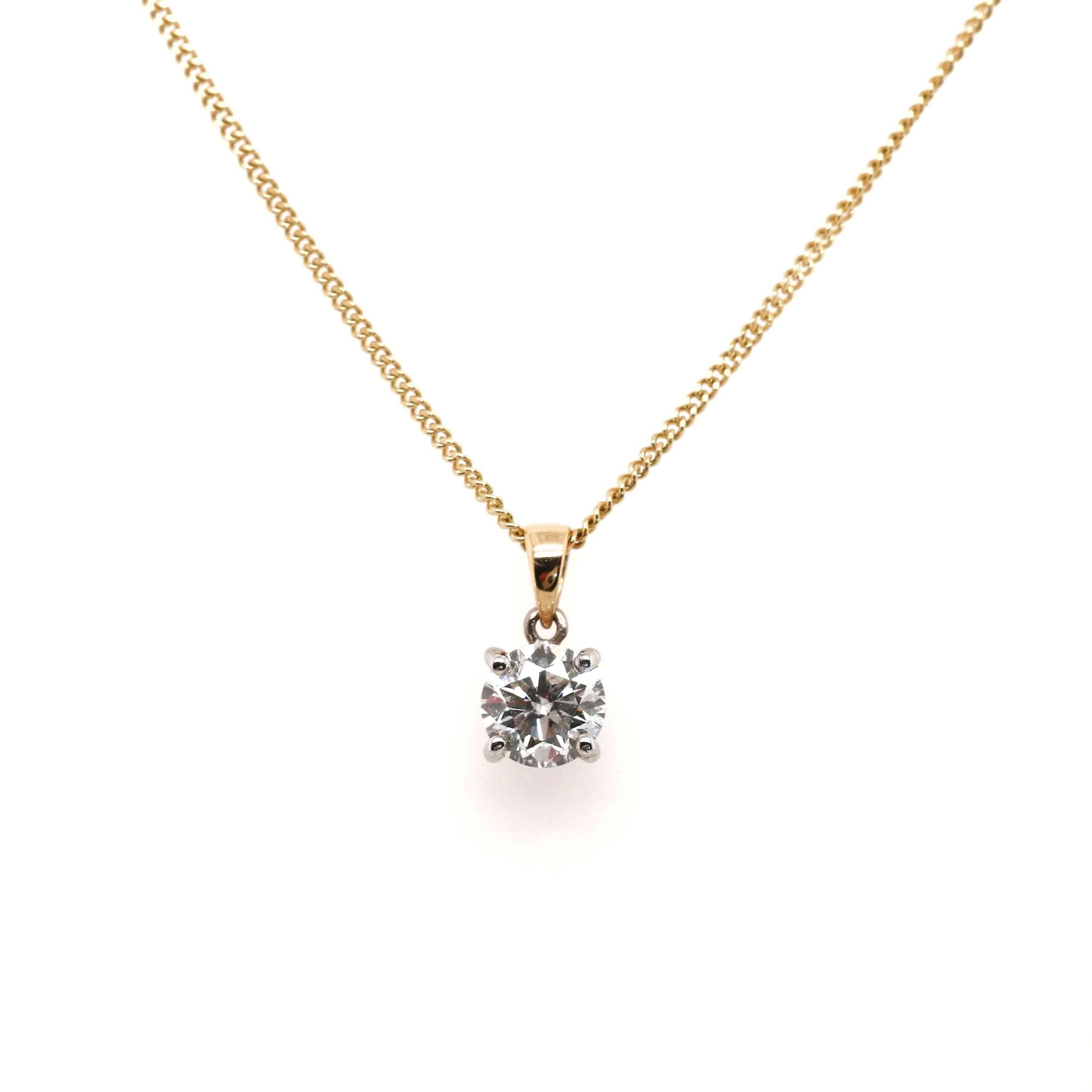 18ct Yellow Gold 1.00ct Round Brilliant Cut Diamond Necklace