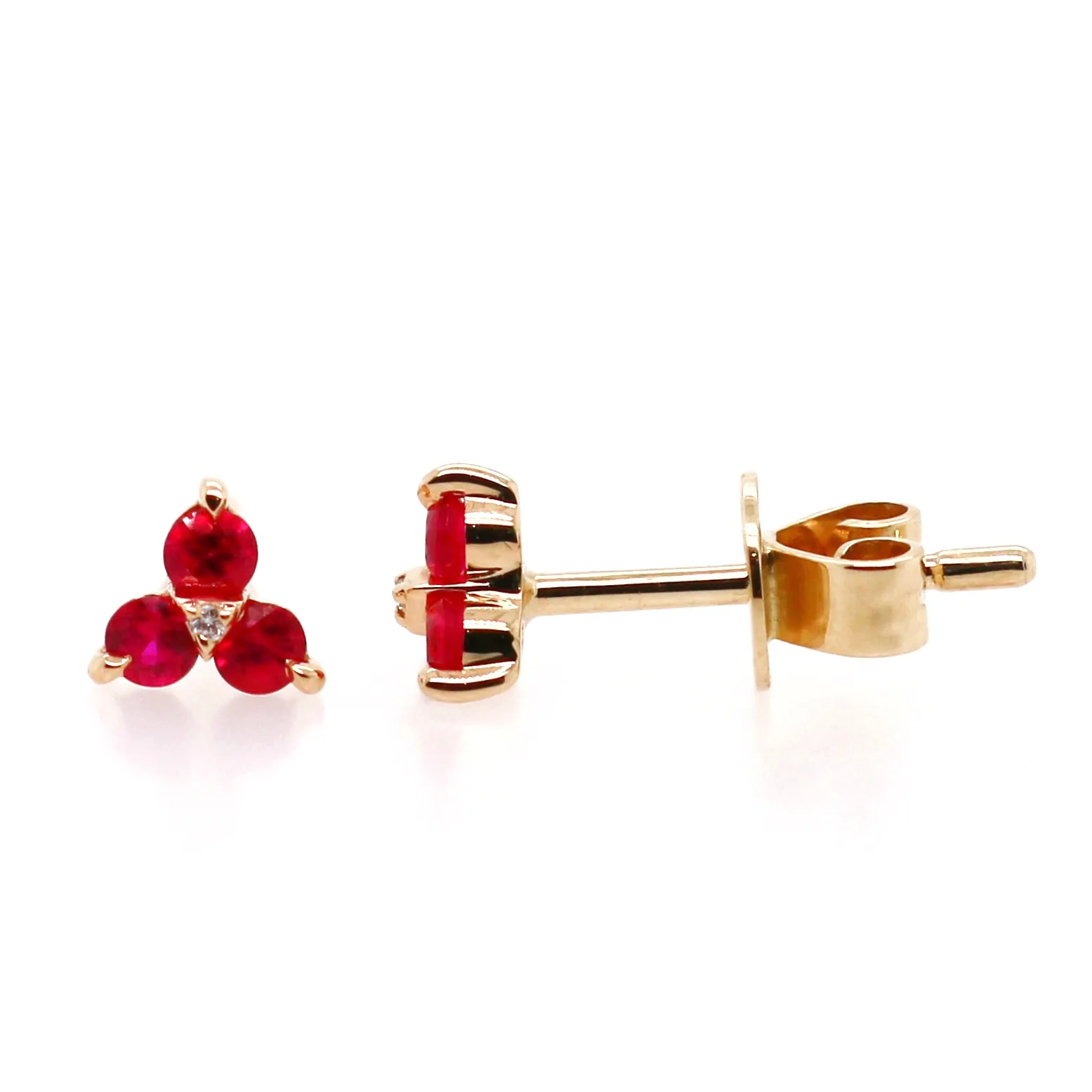 9ct Yellow Gold 0.22ct Round Brilliant Cut Ruby and Diamond Studs