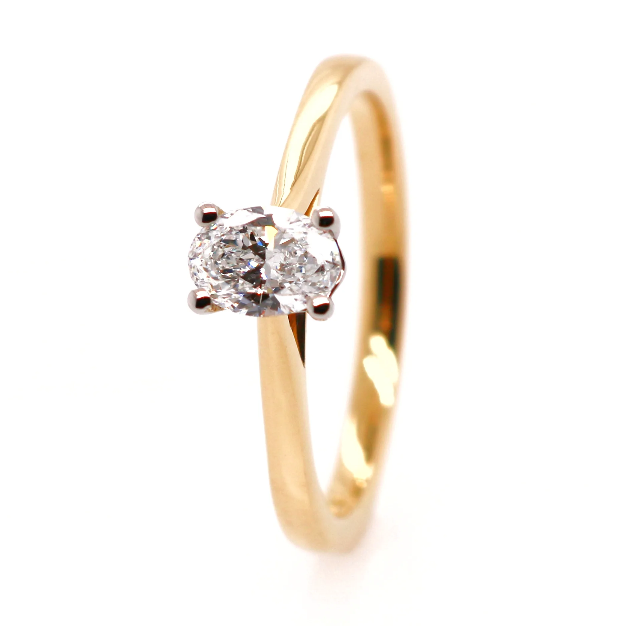 18ct Yellow Gold 0.40ct Oval Cut Diamond Solitaire Ring