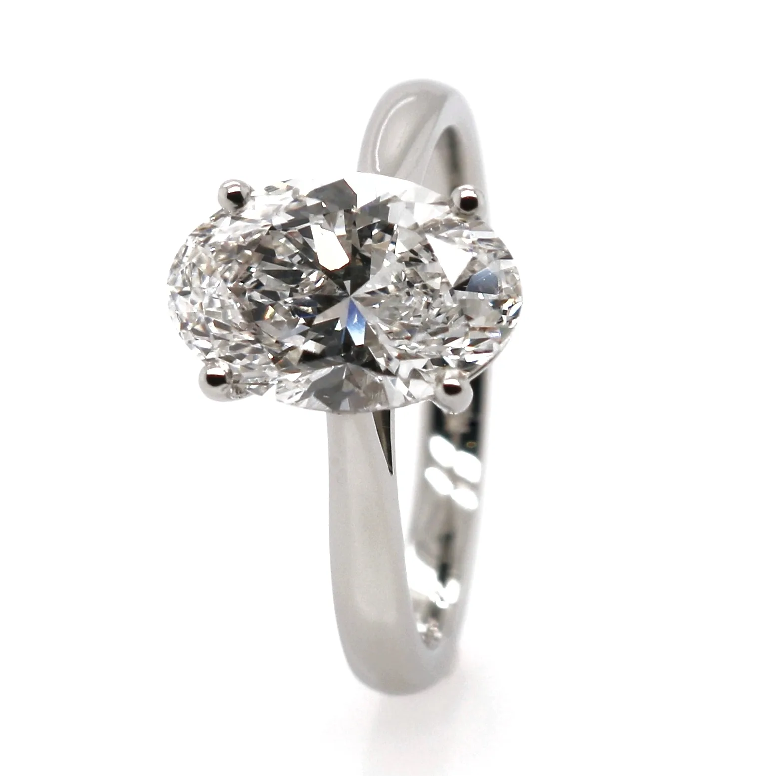 Platinum 2.56ct Laboratory Grown Oval Cut Diamond Solitaire Ring
