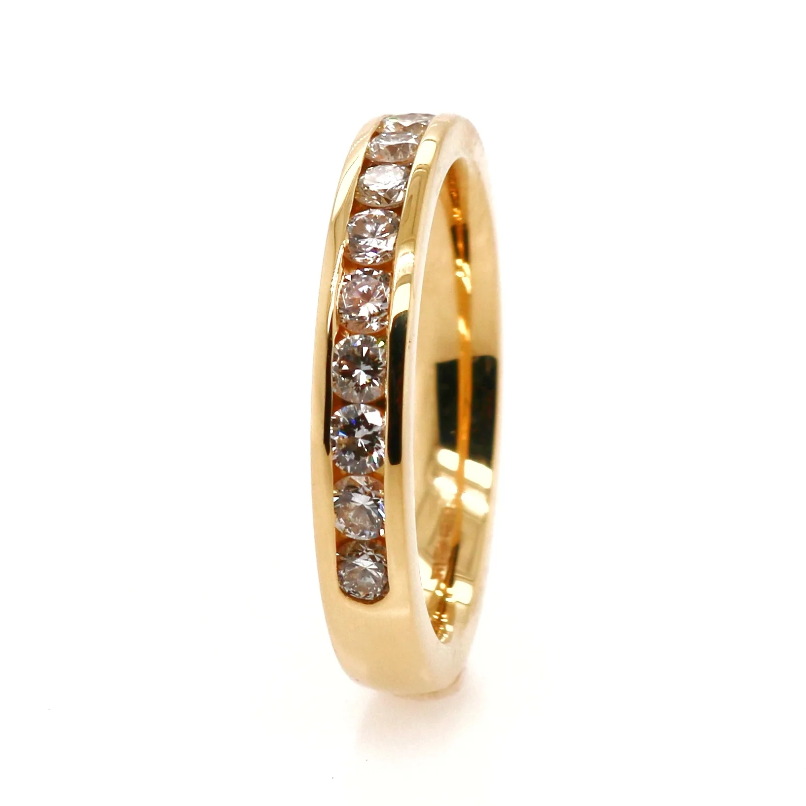18ct Yellow Gold 0.75ct Round Brilliant Cut Diamond Half Eternity Ring