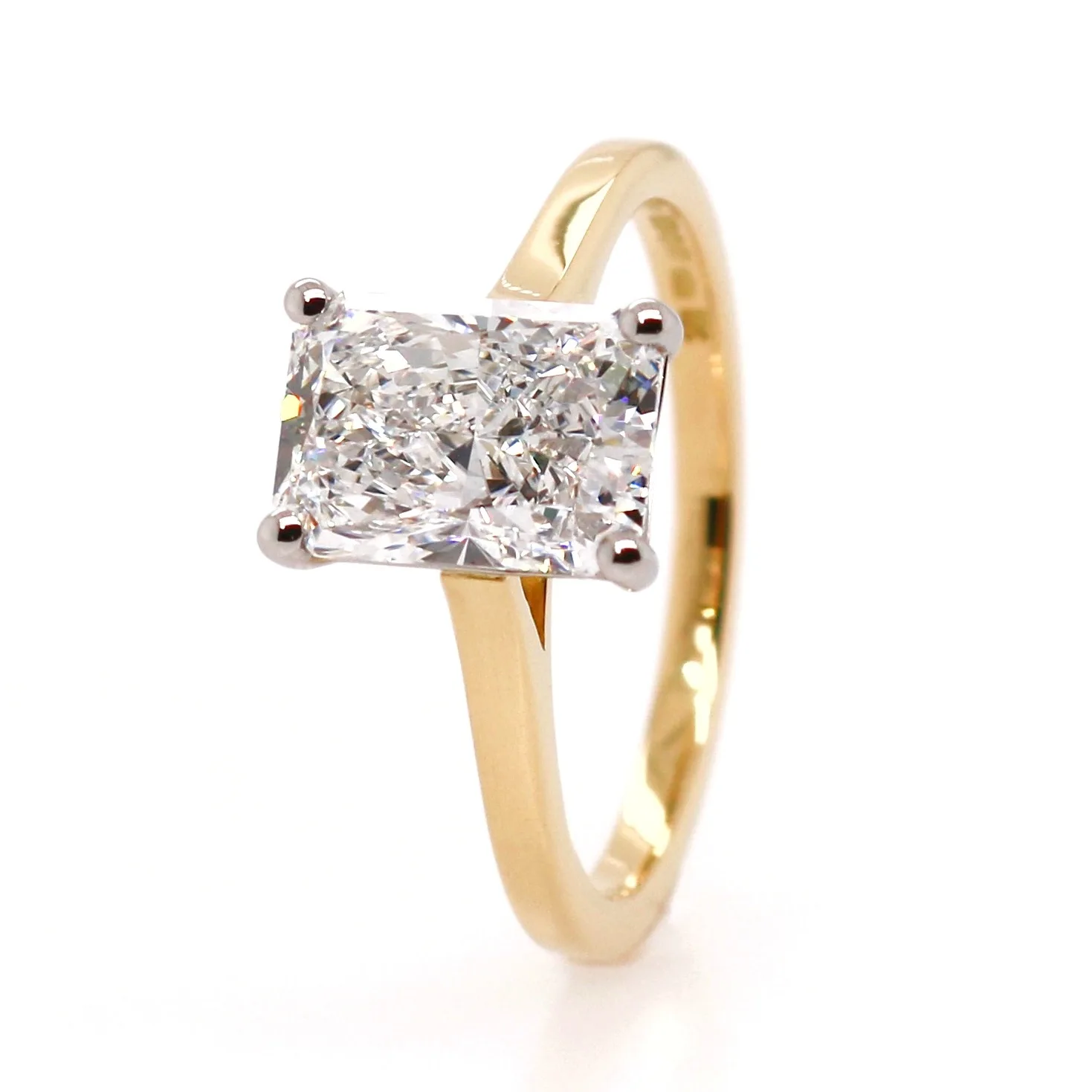 18ct Yellow Gold 2.03ct Laboratory Grown Radiant Cut Diamond Solitaire Ring