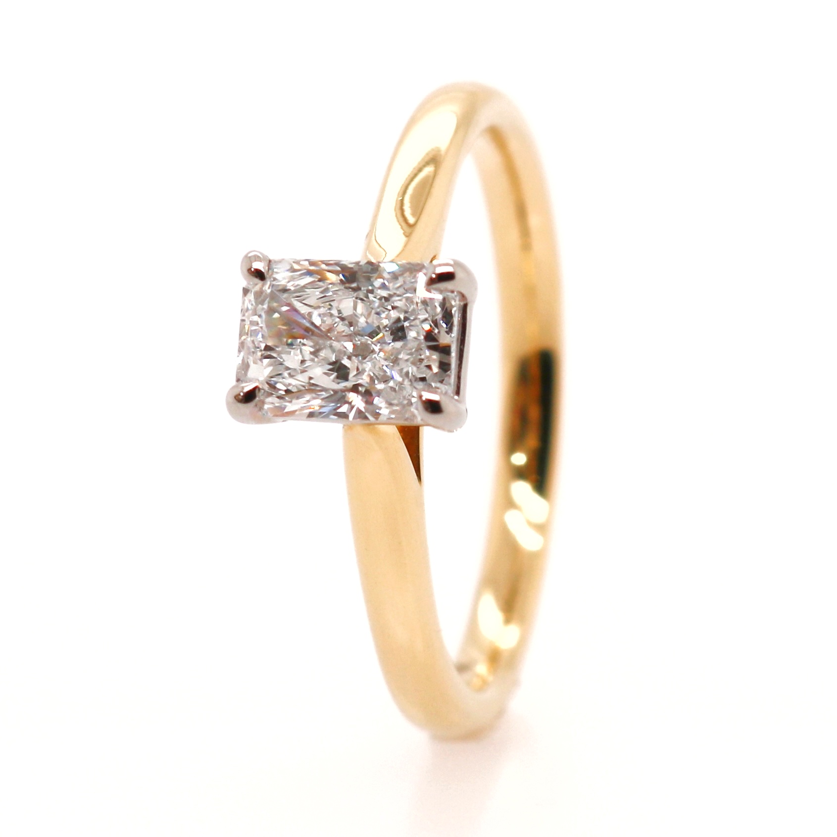 18ct Yellow Gold 0.79ct Laboratory Grown Radiant Cut Diamond Solitaire Ring