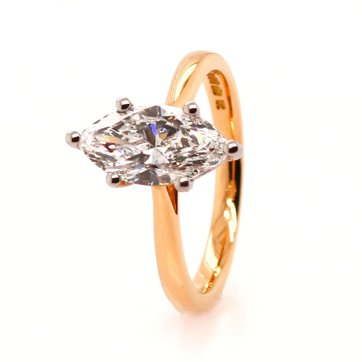 18ct Yellow Gold 1.50ct Laboratory Grown Marquise Cut Diamond Solitaire Ring