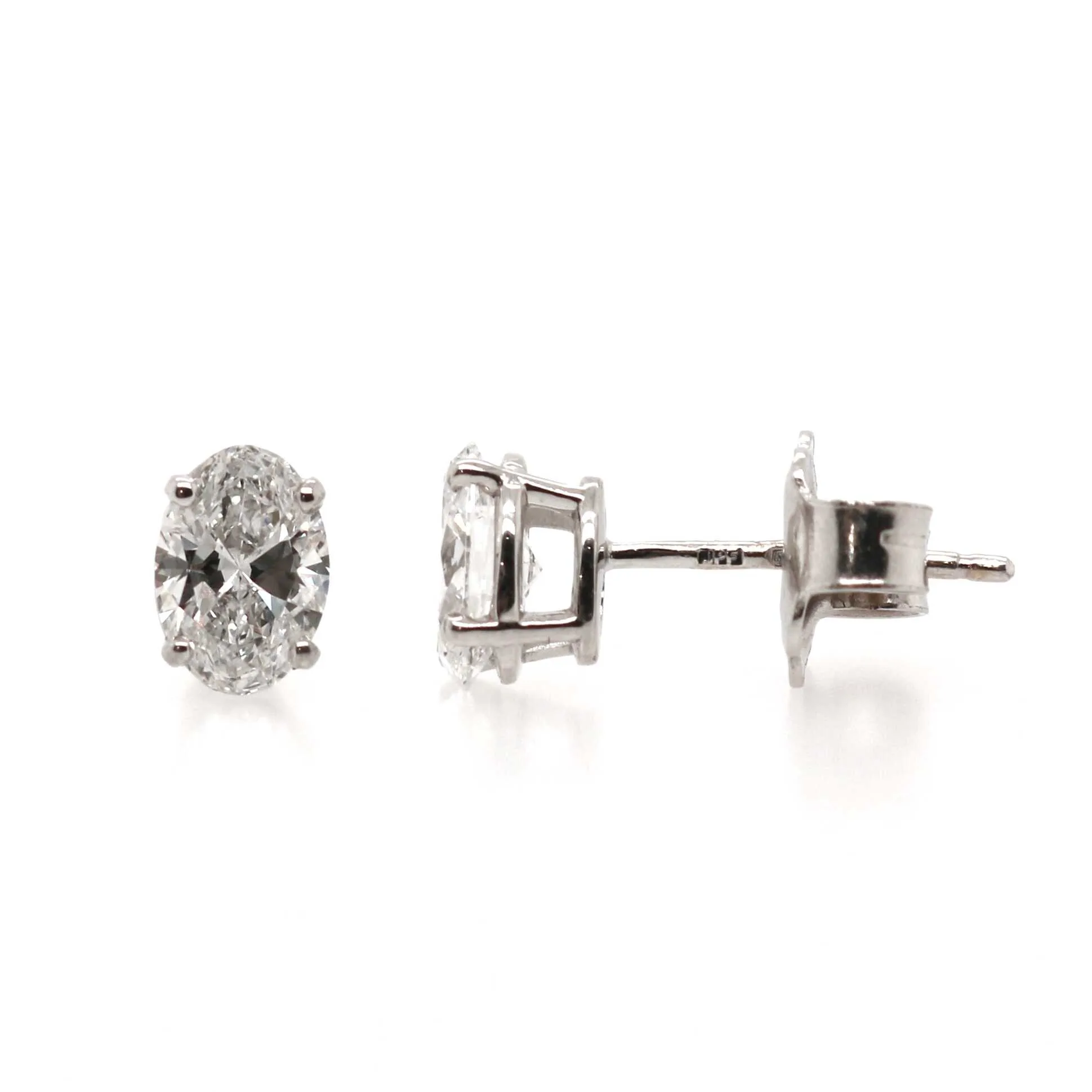 18ct White Gold 1.14ct Laboratory Grown Oval Cut Diamond Studs