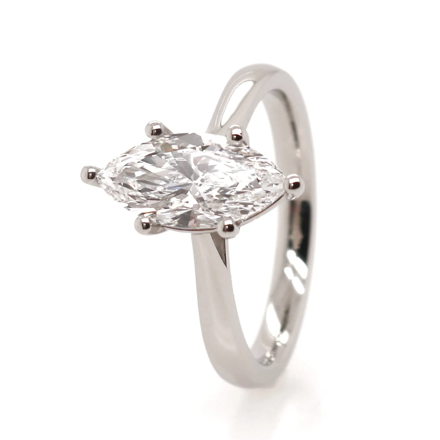 Platinum 1.51ct Laboratory Grown Marquise Cut Diamond Solitaire Ring