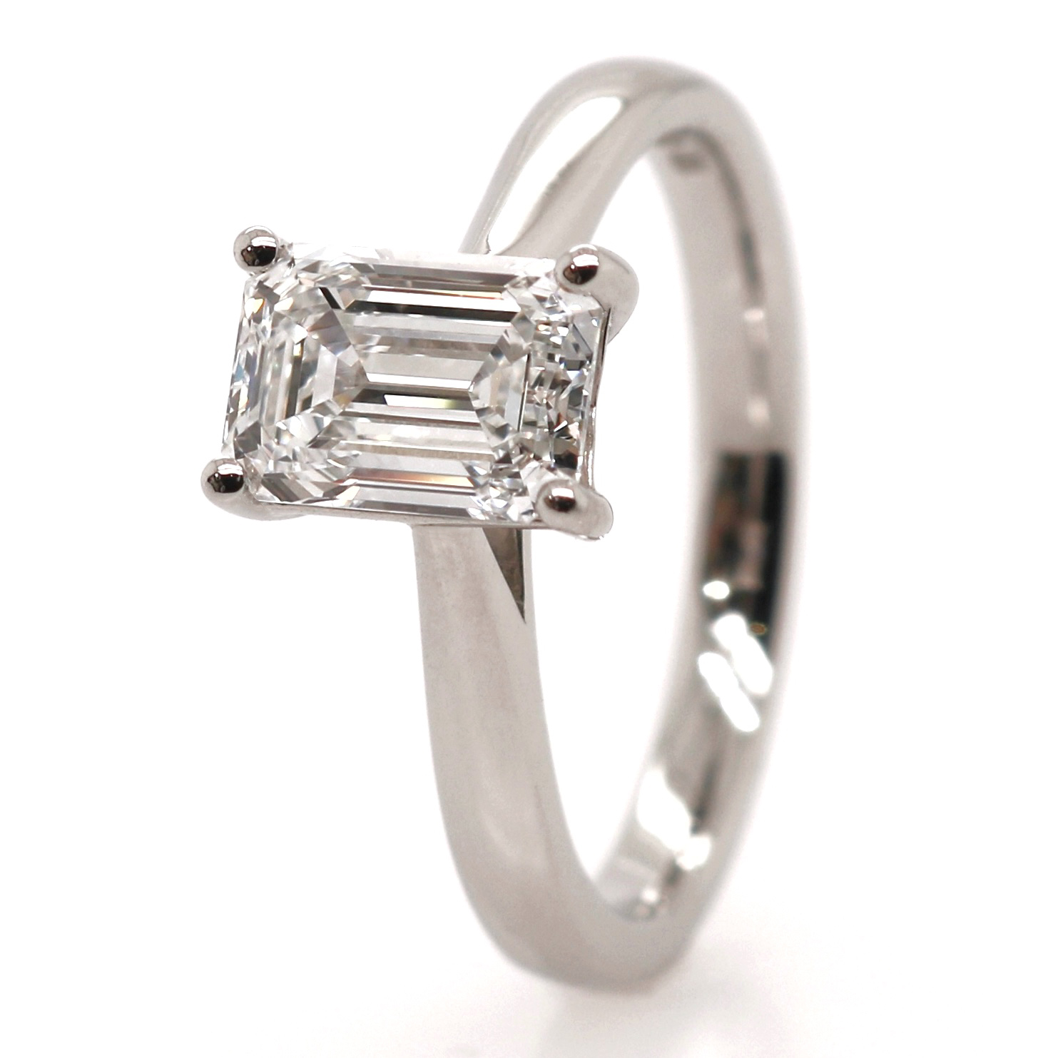 Platinum 1.50ct Laboratory Grown Emerald Cut Diamond Solitaire Ring
