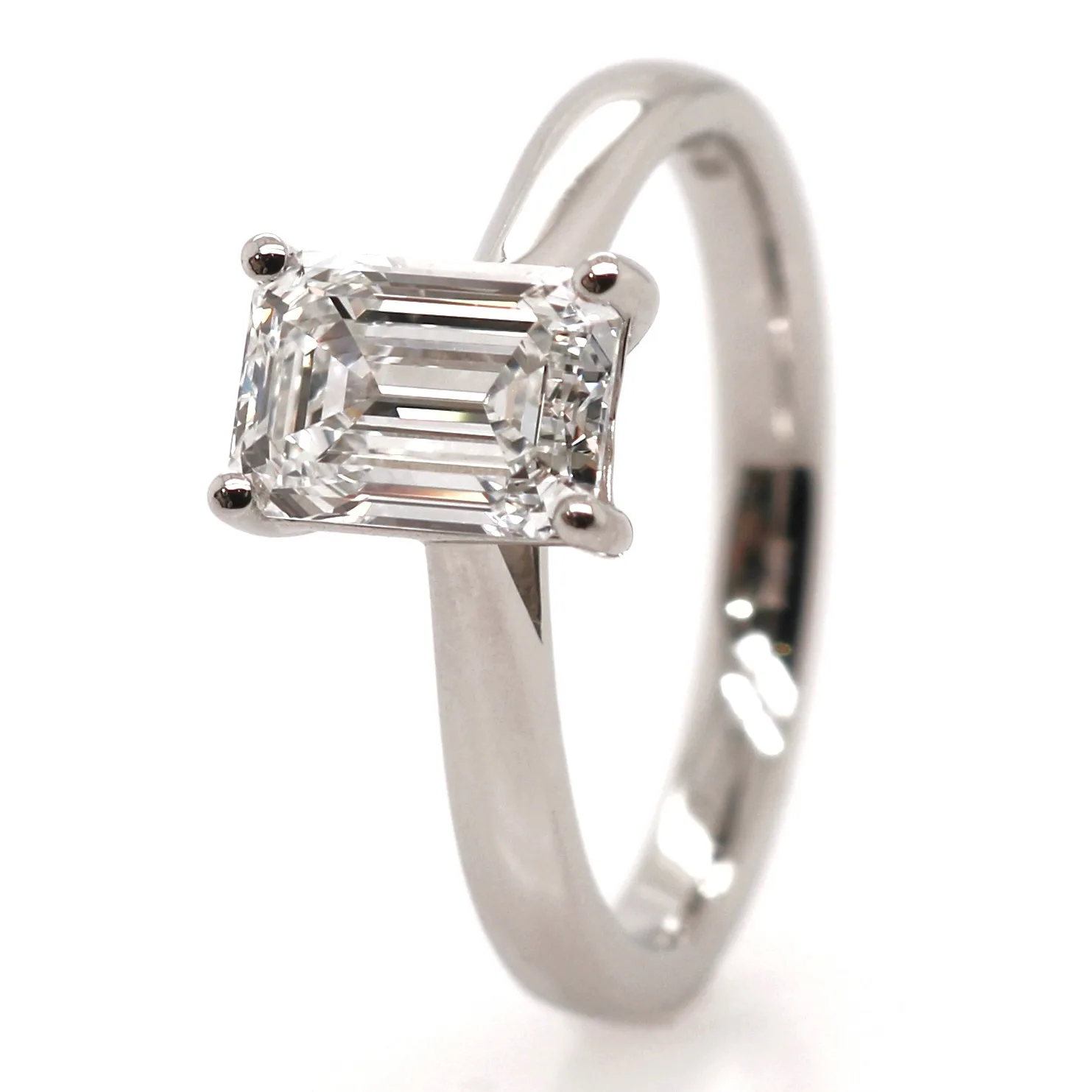 Platinum 1.50ct Laboratory Grown Emerald Cut Diamond Solitaire Ring
