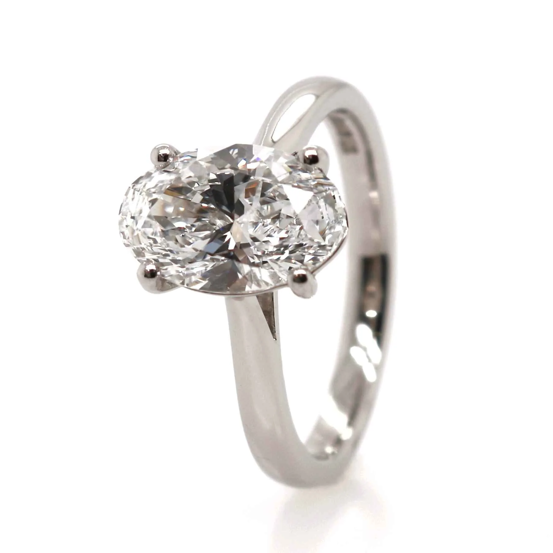 Platinum 2.06ct Laboratory Grown Oval Cut Diamond Solitaire Ring
