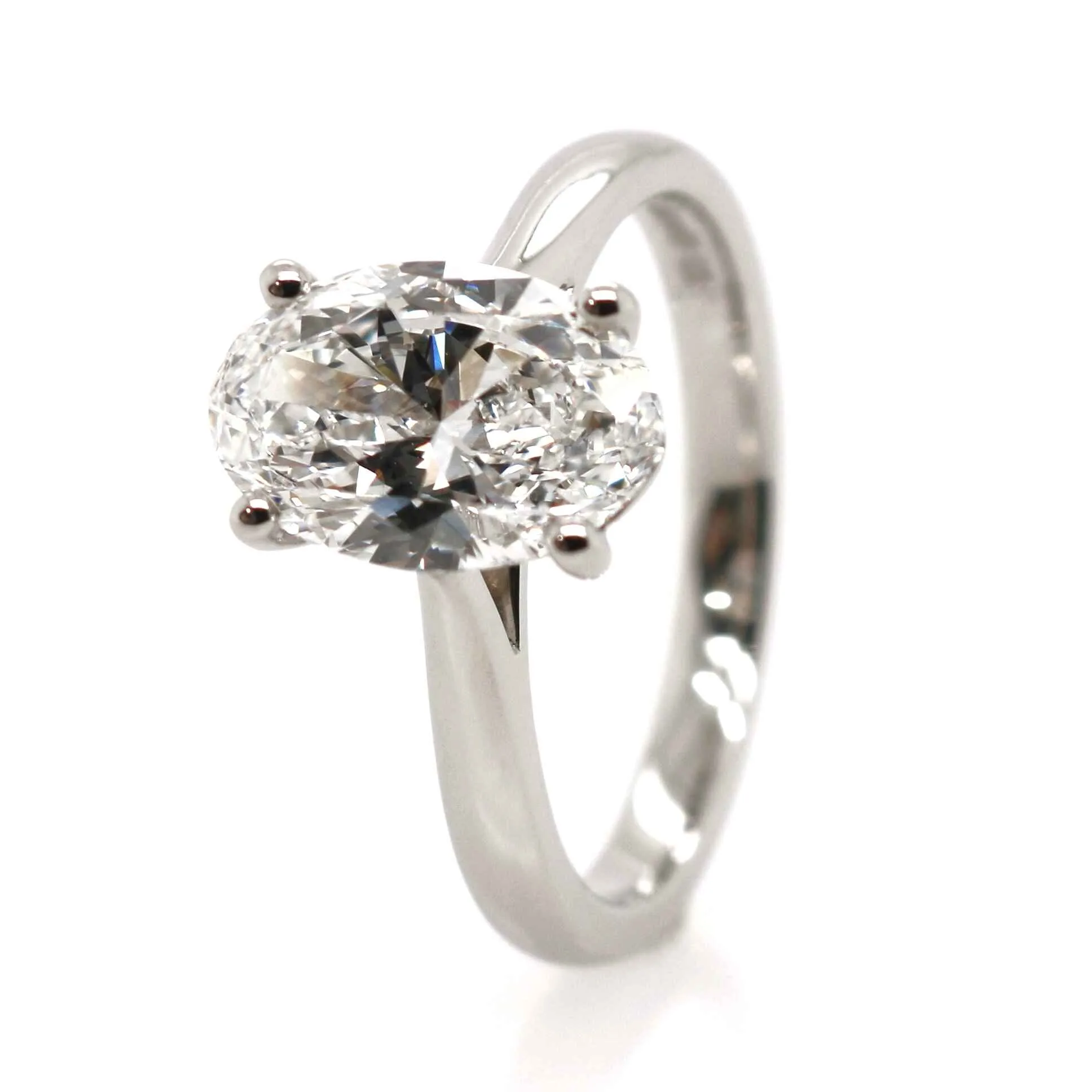 Platinum 2.02ct Laboratory Grown Oval Cut Diamond Solitaire Ring