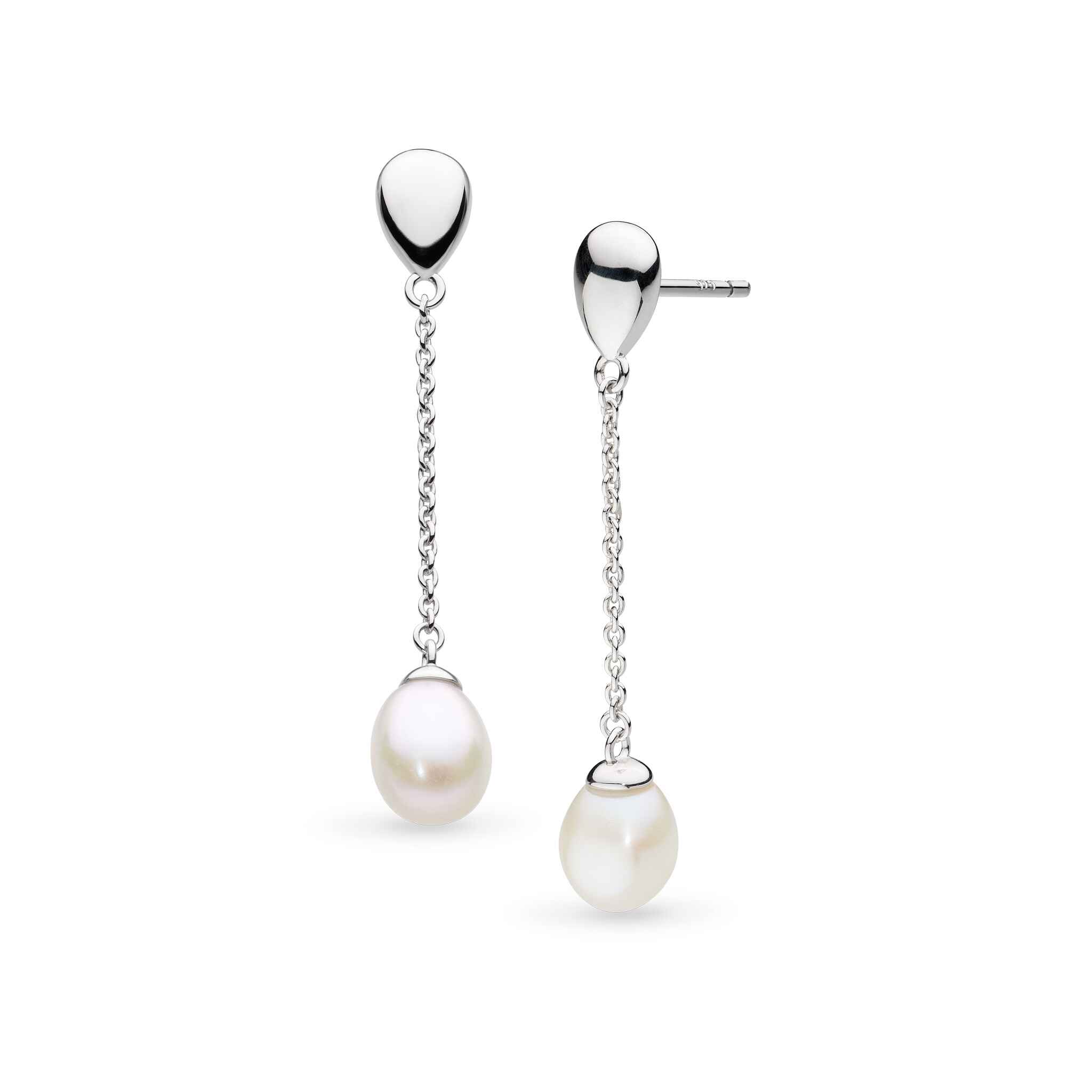 Kit Heath Coast Pebble Pearl Chain Stud Drop Earrings