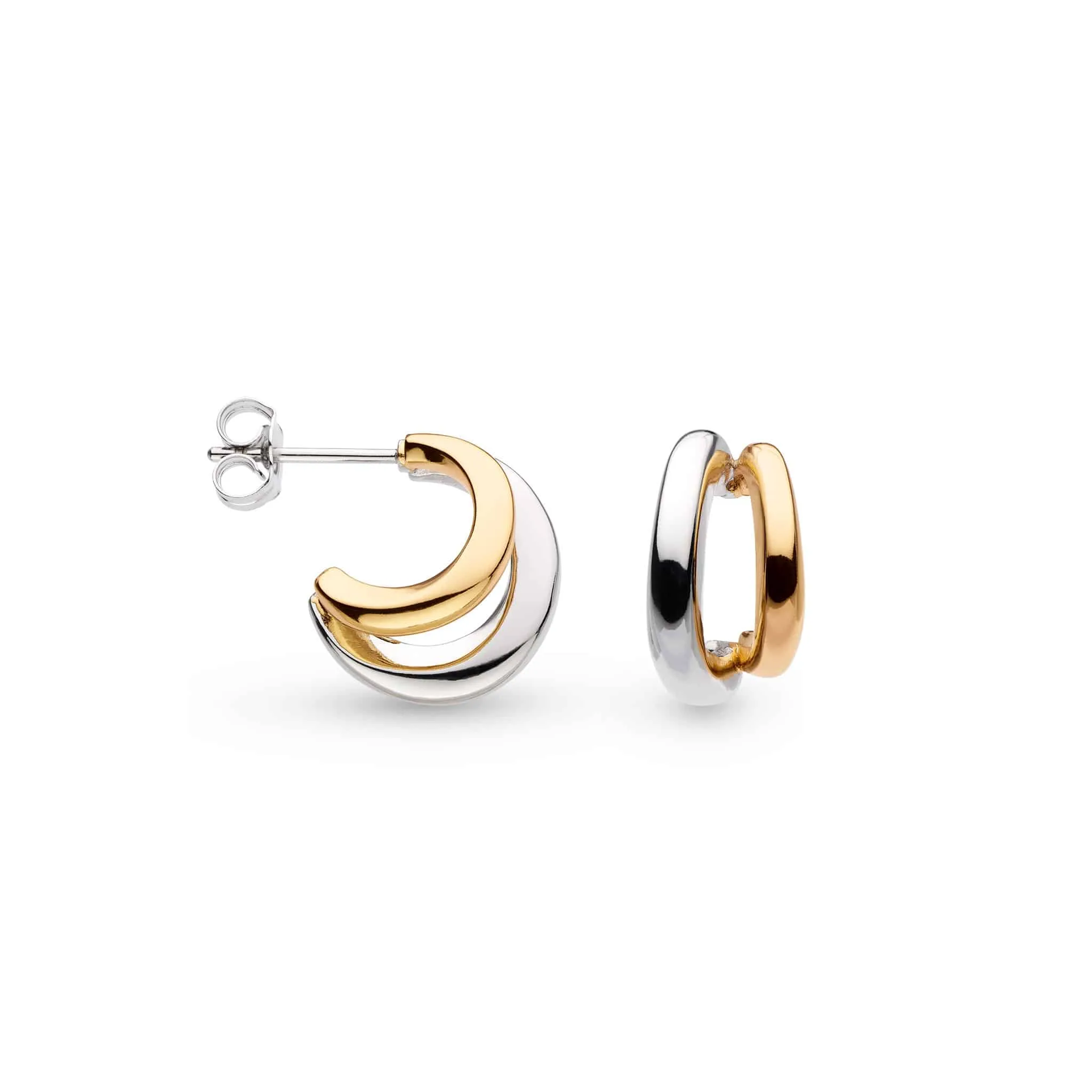 Kit Heath Bevel Cirque Link Golden Twin Hoop Earrings